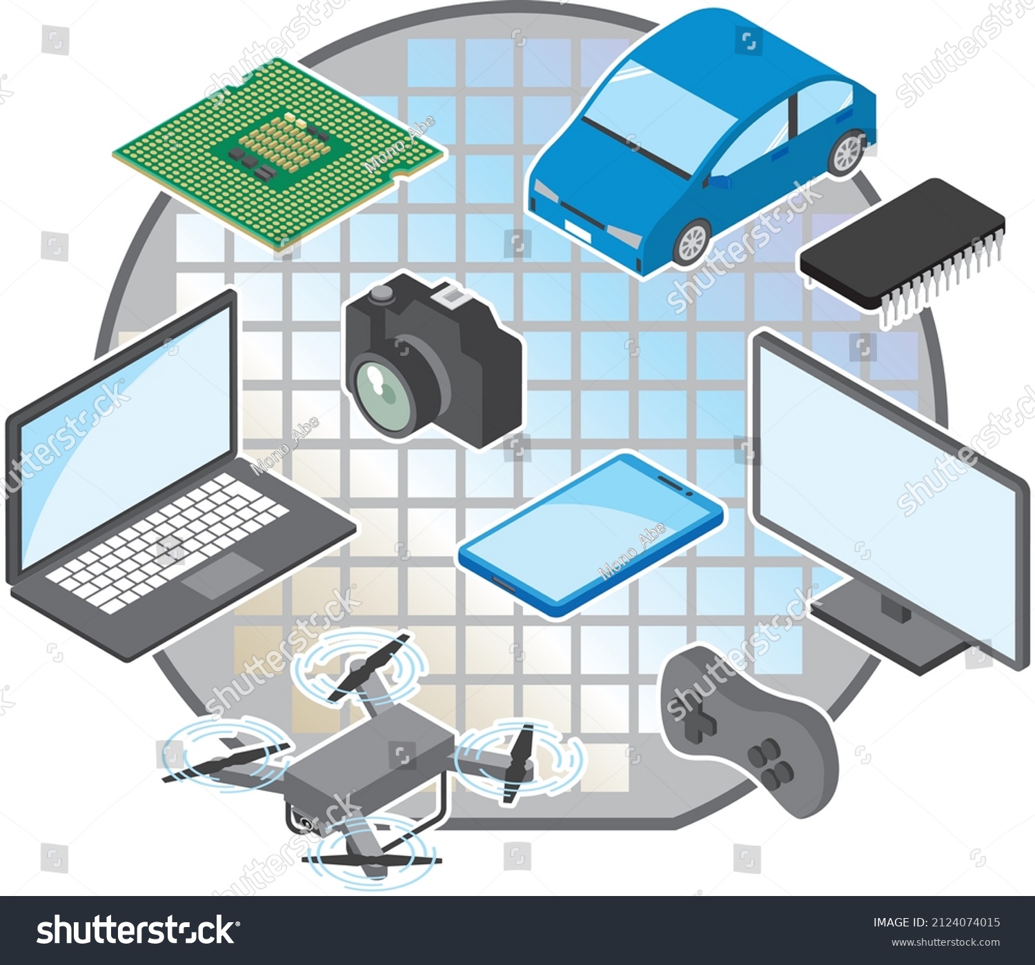 SVG of Image illustration of applications where semiconductors are used svg