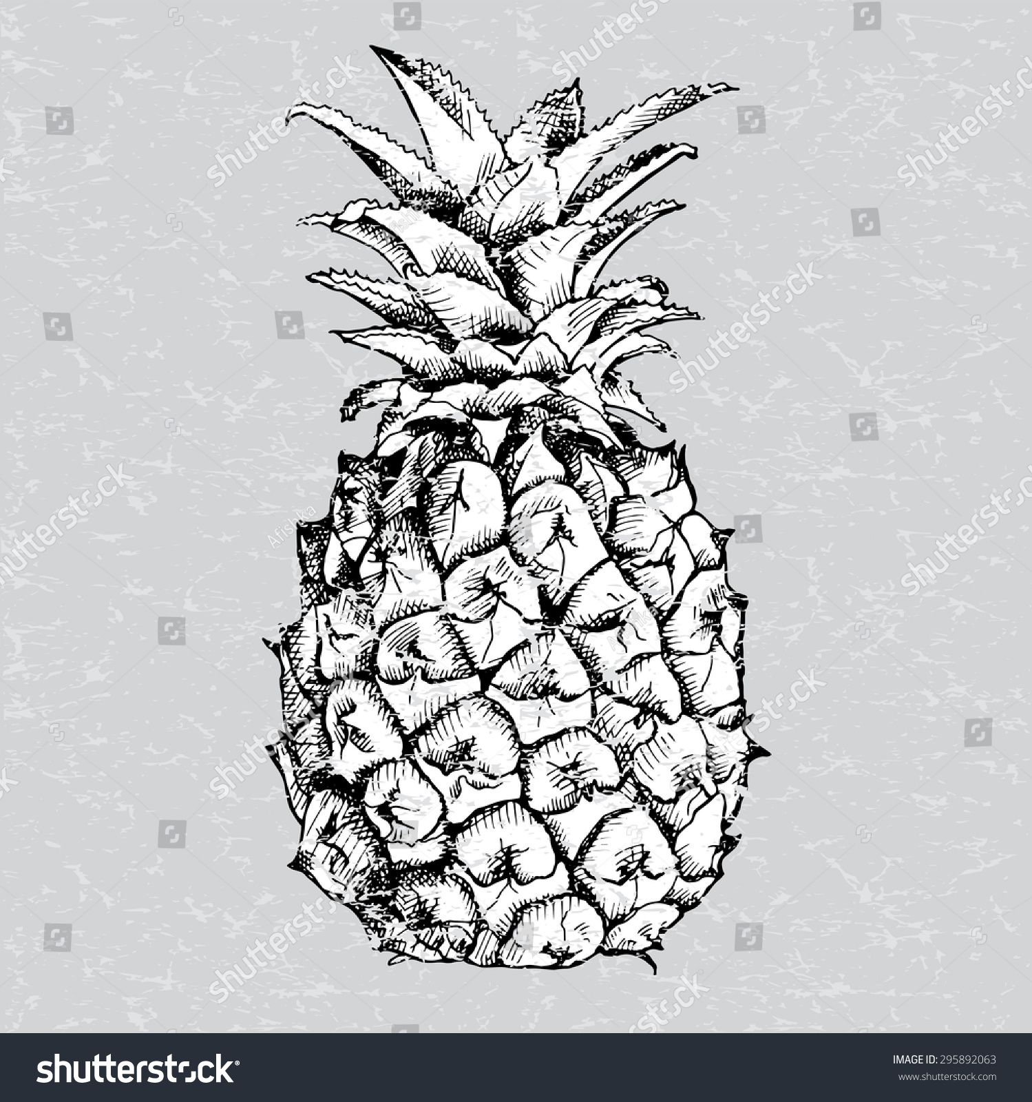 Image Pineapple Fruit Vector Black White Vetor Stock Livre De Direitos 295892063 Shutterstock 1753