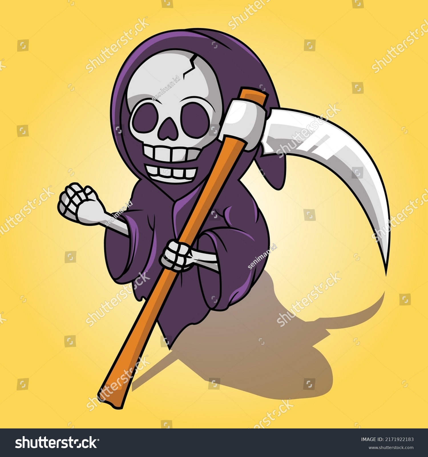 Image Angel Death Carrying Knife Stick Stock Vector (royalty Free 