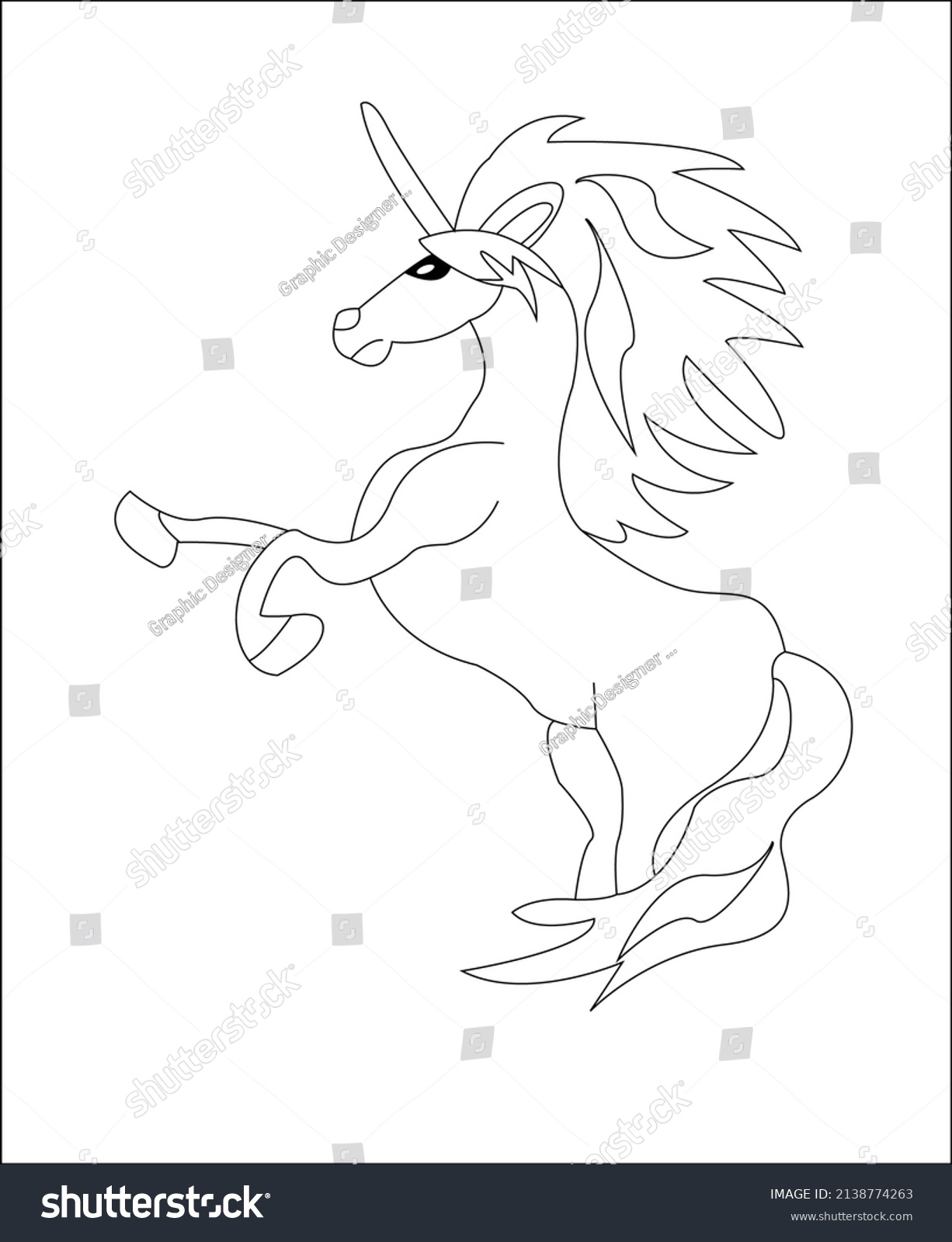 Image Unicorn Line Drawing Easy Unicorn Stock Vector (Royalty Free ...