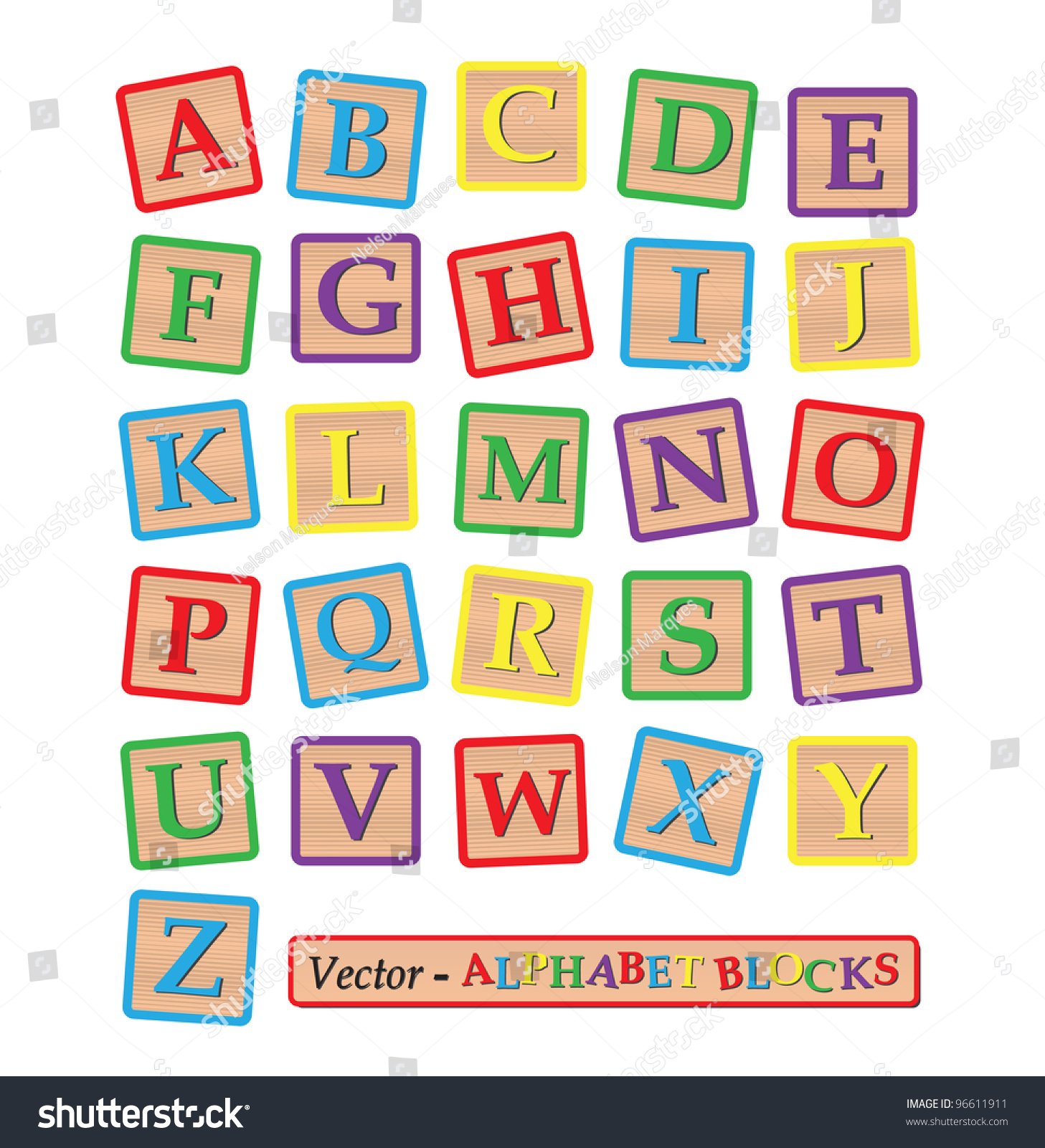 Image Various Colorful Blocks Alphabet Isolated Stock Vector 96611911 ...