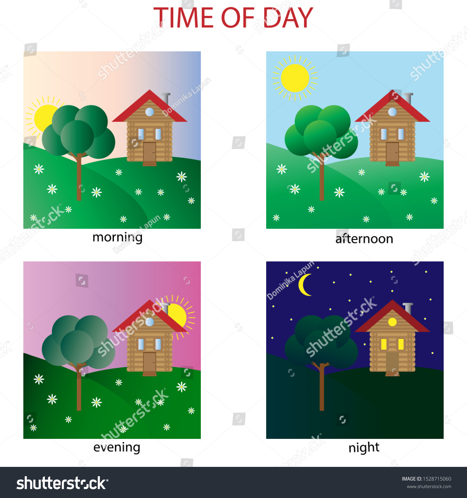 Images Time Day Morning Afternoon Evening Stock Vector Royalty Free
