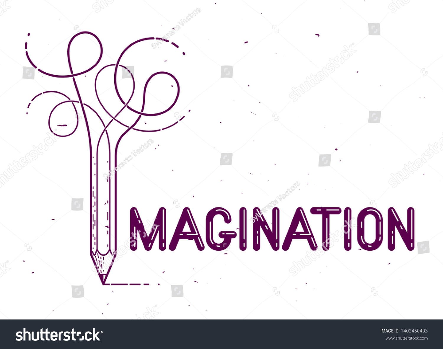 imagination-word-pencil-instead-letter-imagine-stock-vector-royalty