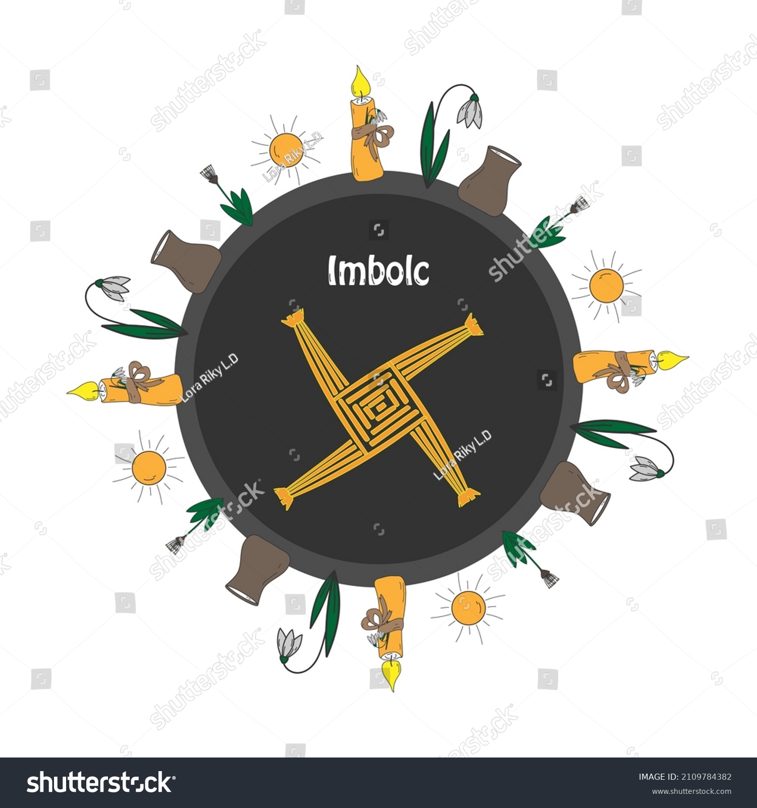 SVG of Imbolc.  Pagan holiday.  The beginning of spring.  Brigid's Cross. Vector  svg