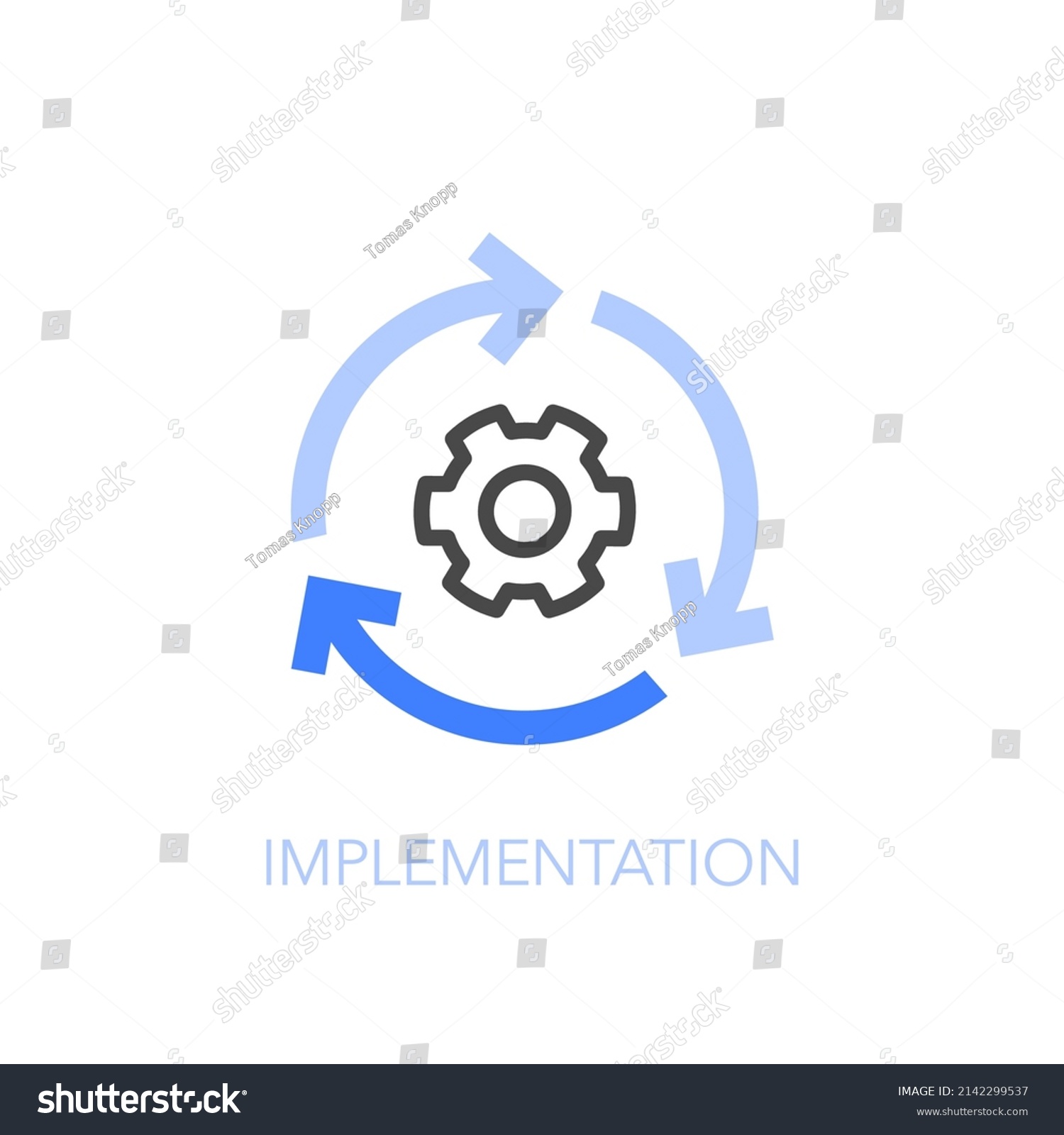 Implementation Symbol Cogwheel Process Arrows Easy Stock Vector ...