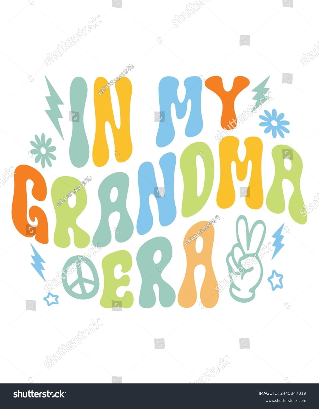 SVG of In grandma era groovy Hippie boho, Retro Groovy Mama, Retro Groovy Family, Mama Groovy, Hippie Boho Wavy,  svg