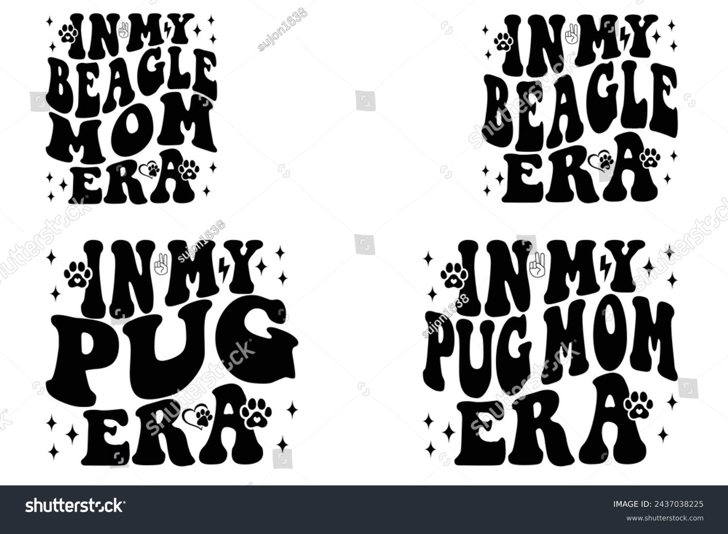 SVG of In my Beagle mom era, in my Beagle era, in my Pug era, in my Pug mom era retro T-shirt svg
