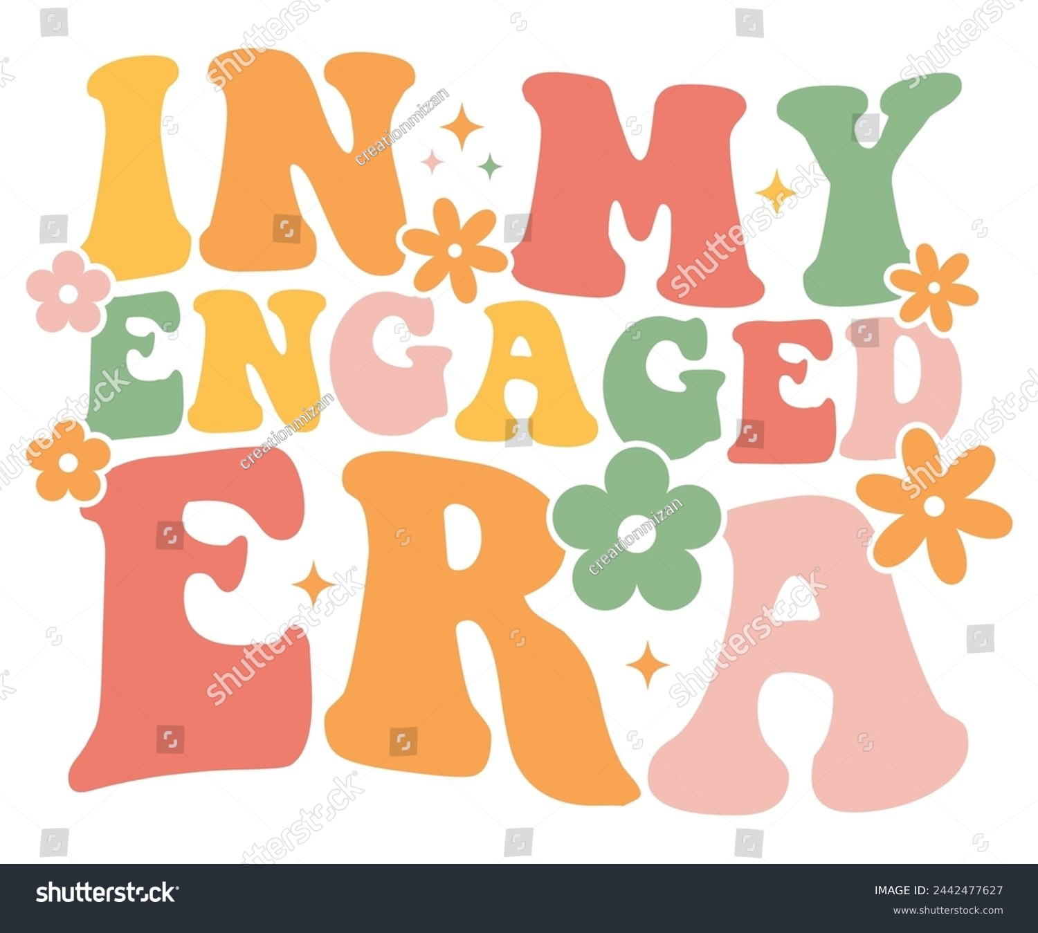 SVG of In My Engaged Era Retro,Mom Life,Mother's Day,Stacked Mama,Boho Mama,Mom Era,wavy stacked letters,Retro, Groovy,Girl Mom,Cool Mom,Cat Mom svg
