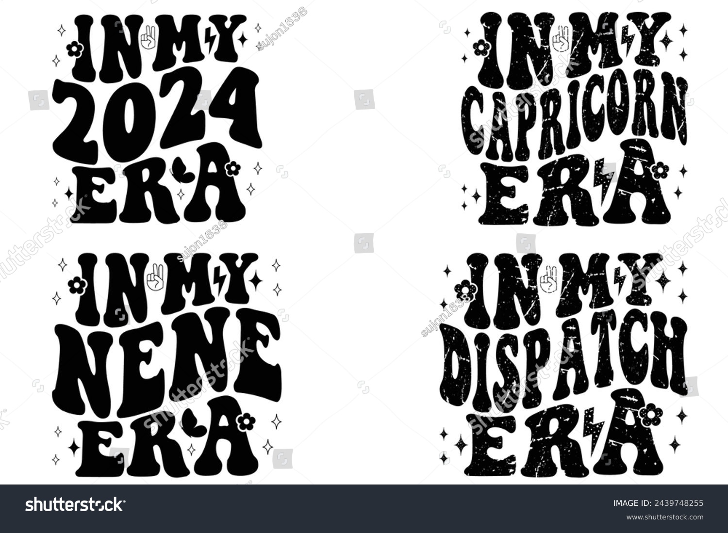 SVG of In My 2024 Era, In My Capricorn Era, In My Nene Era, In My Dispatch Era retro T-shirt svg