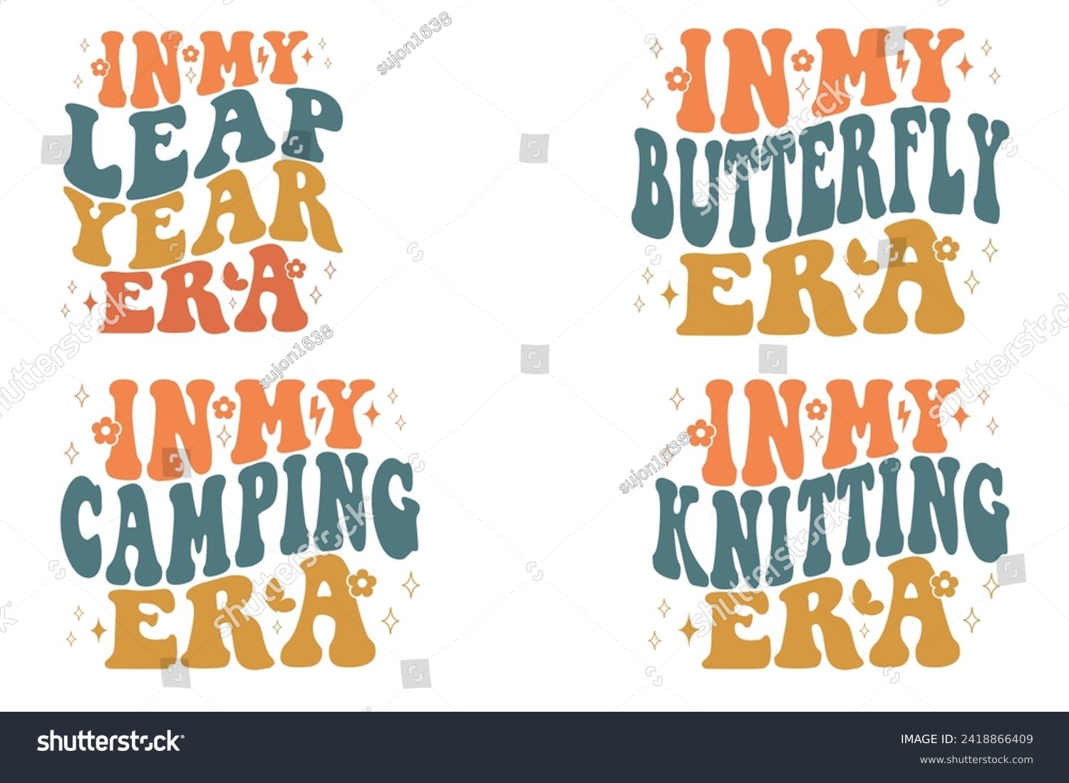 SVG of In My Leap Year Era, In My Butterfly Era, In My Camping Era, In My Knitting Era Retro T-shirt svg