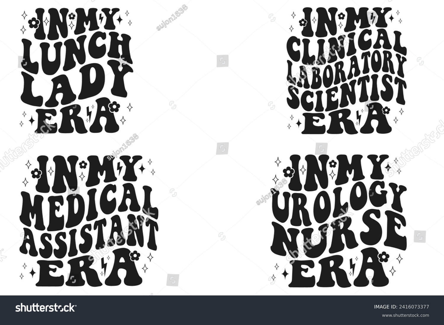 SVG of In My Lunch Lady Era, In My Medical Assistant Era, In My Clinical Laboratory Scientist Era, In My Urology Nurse Era retro T-shirt svg