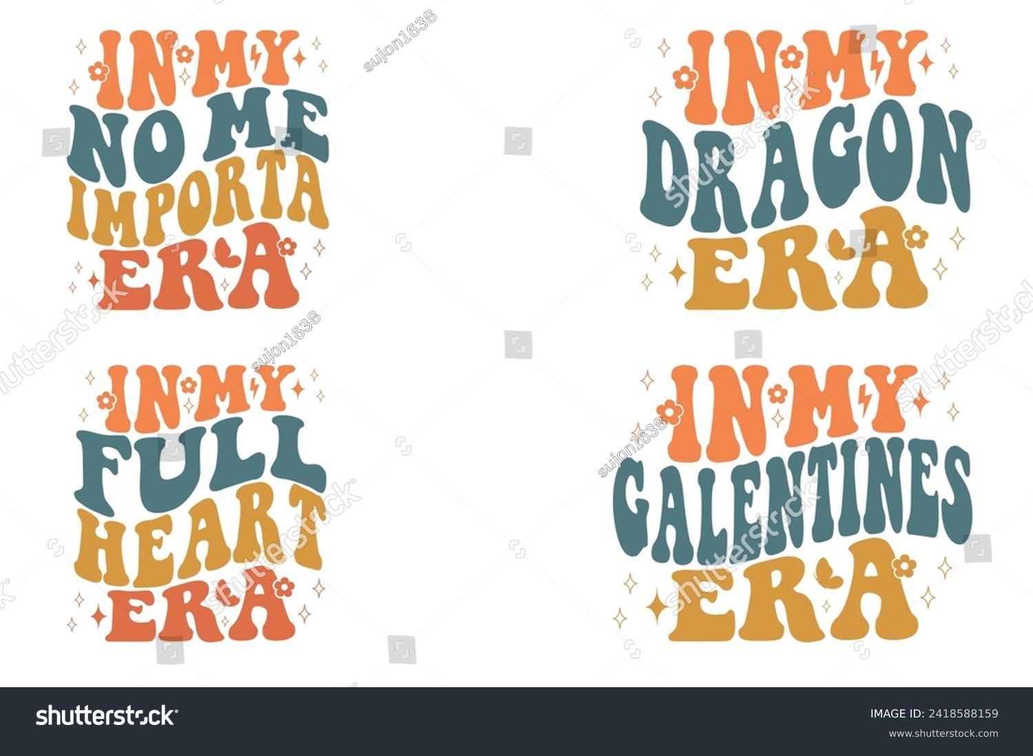 SVG of In My No Me Importa Era, In My Dragon Era, In My Full Heart Era, In My Galentines Era retro T-shirt svg
