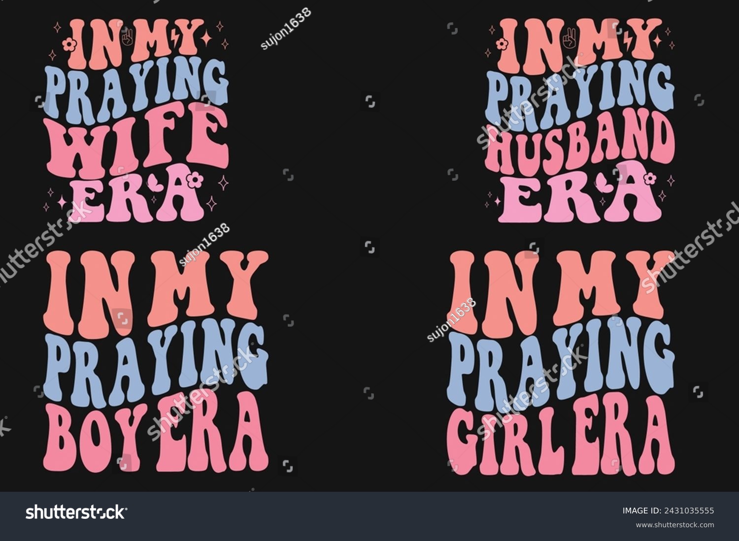 SVG of In my Praying wife era, in my Praying husband era, in my Praying boy era, in my Praying girl era retro T-shirt svg