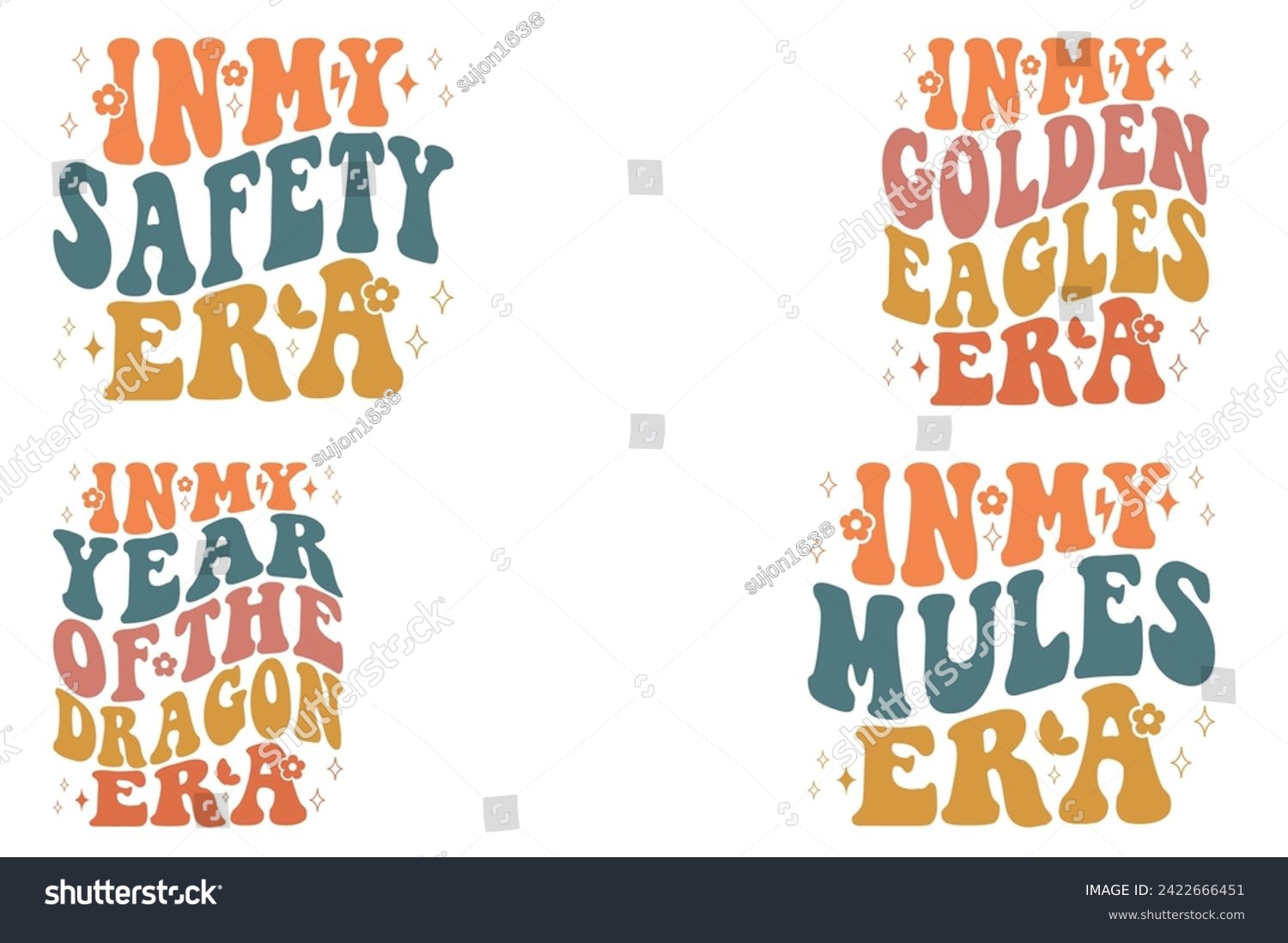 SVG of In My Safety Era, In My Golden Eagles Era, In My Year of the Dragon Era, In My Mules Era retro t-shirt svg