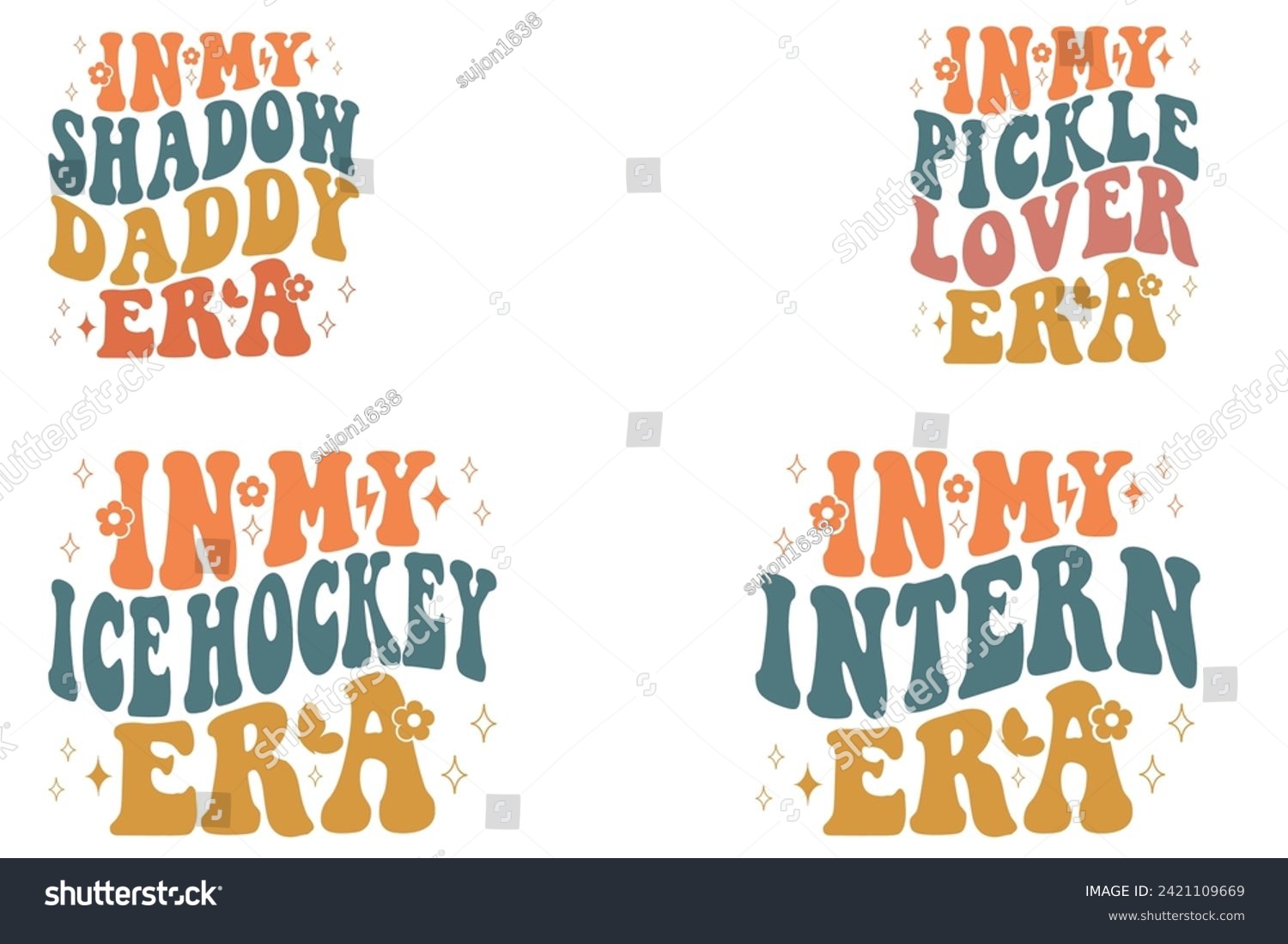 SVG of In My Shadow Daddy Era, In My Pickle Lover Era, In My Ice Hockey Era, In My Intern Era retro T-shirt svg