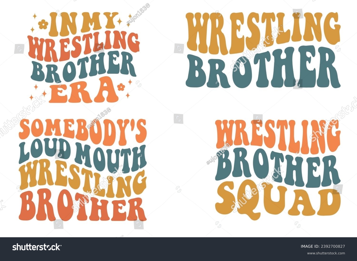 SVG of In My Wrestling Brother Era, Wrestling Brother, Somebody's Loud Mouth Wrestling Brother, Wrestling Brother Squad retro wavy T-shirt designs svg