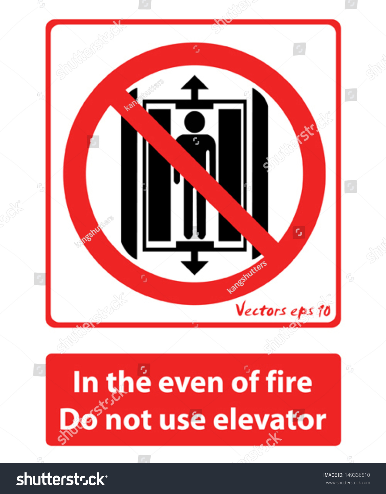 Even Fire Do Not Use Elevator Stock Vector 149336510 - Shutterstock