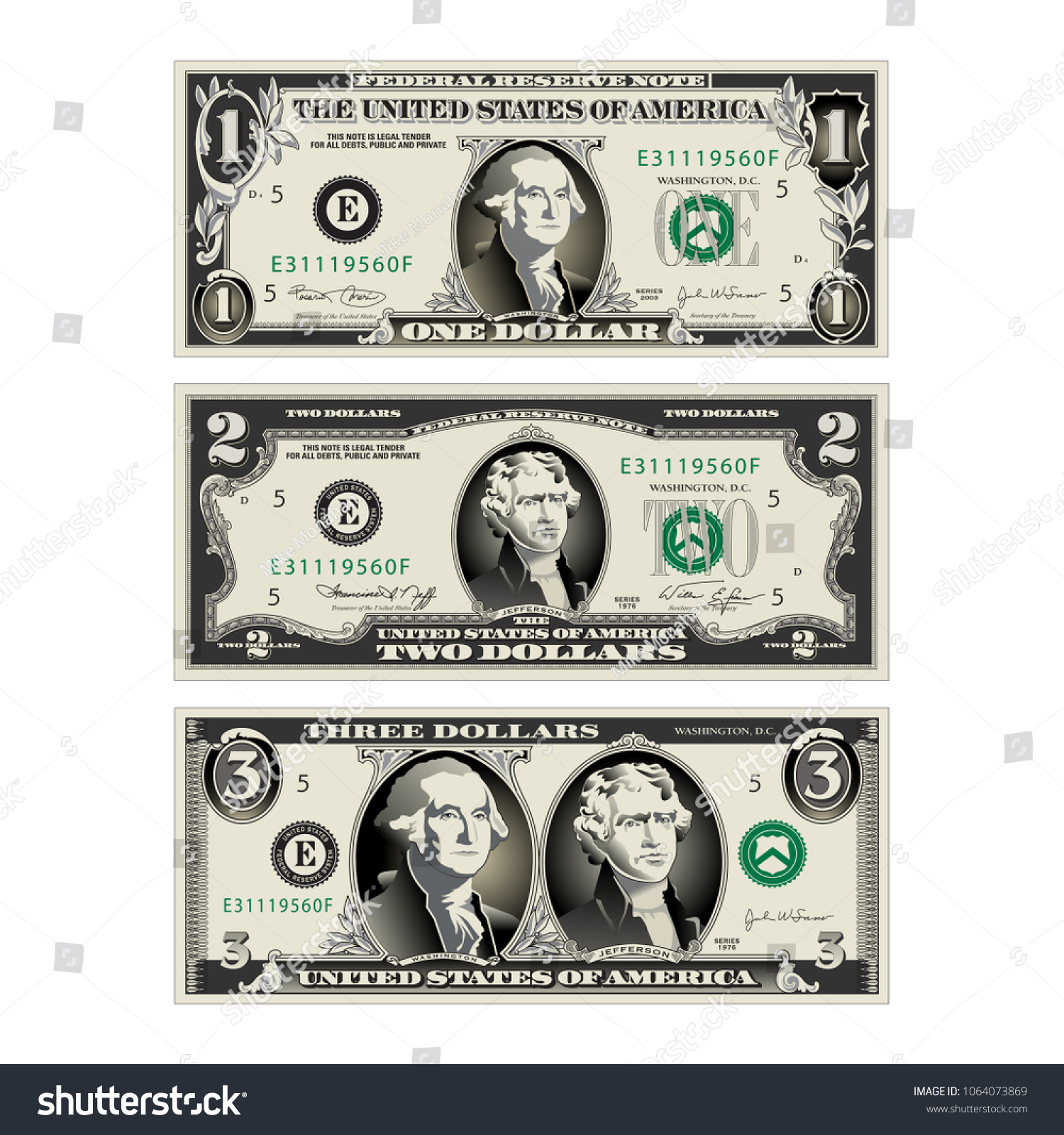 SVG of In this graphic, the 1 and 2 dollar bills are mereged to make a 3 dollar bill. Use in a variety of ways.  svg