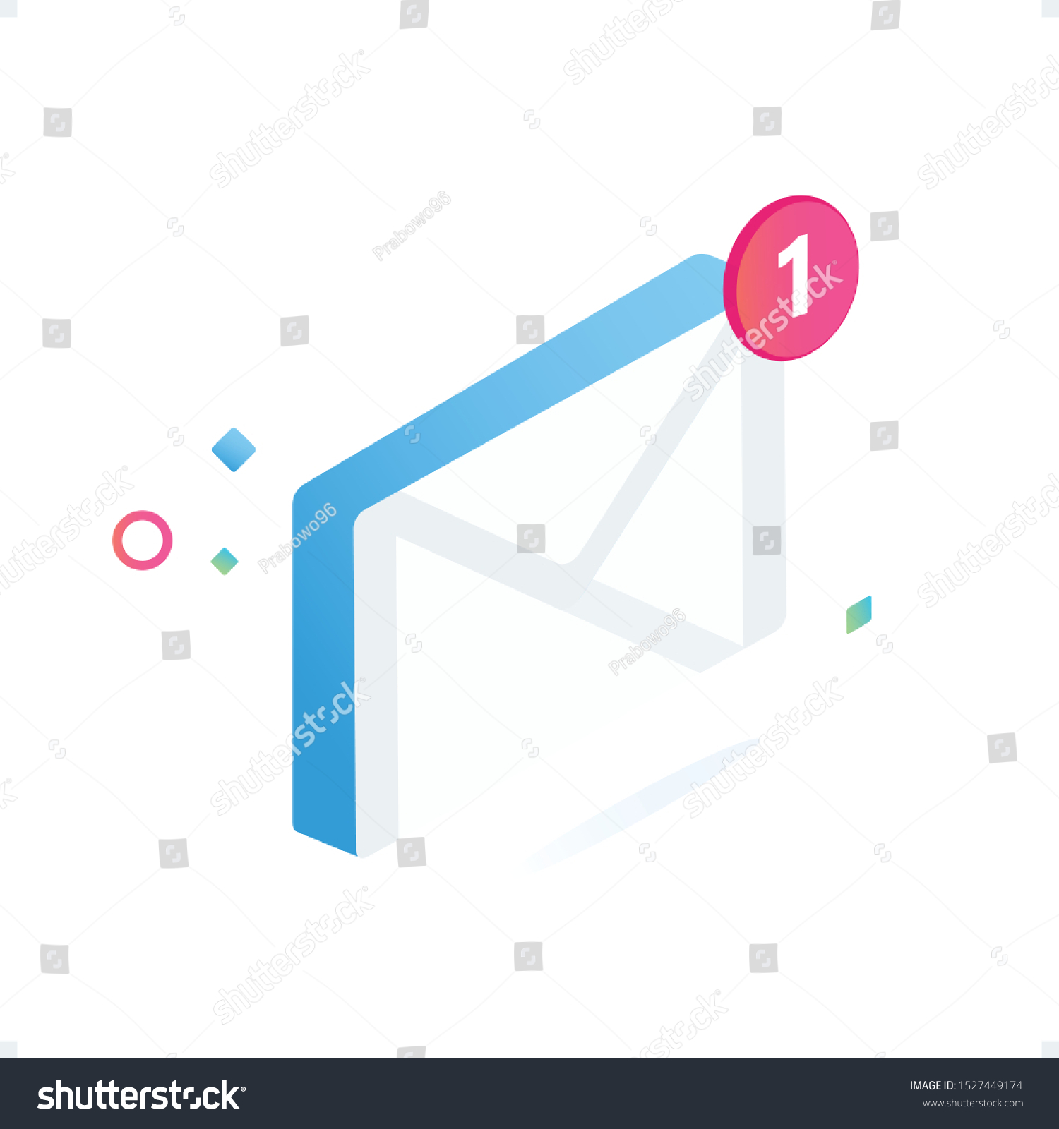 Inbox Email Message 3d Isometric Vector Stok Vektör (Telifsiz) 1527449174
