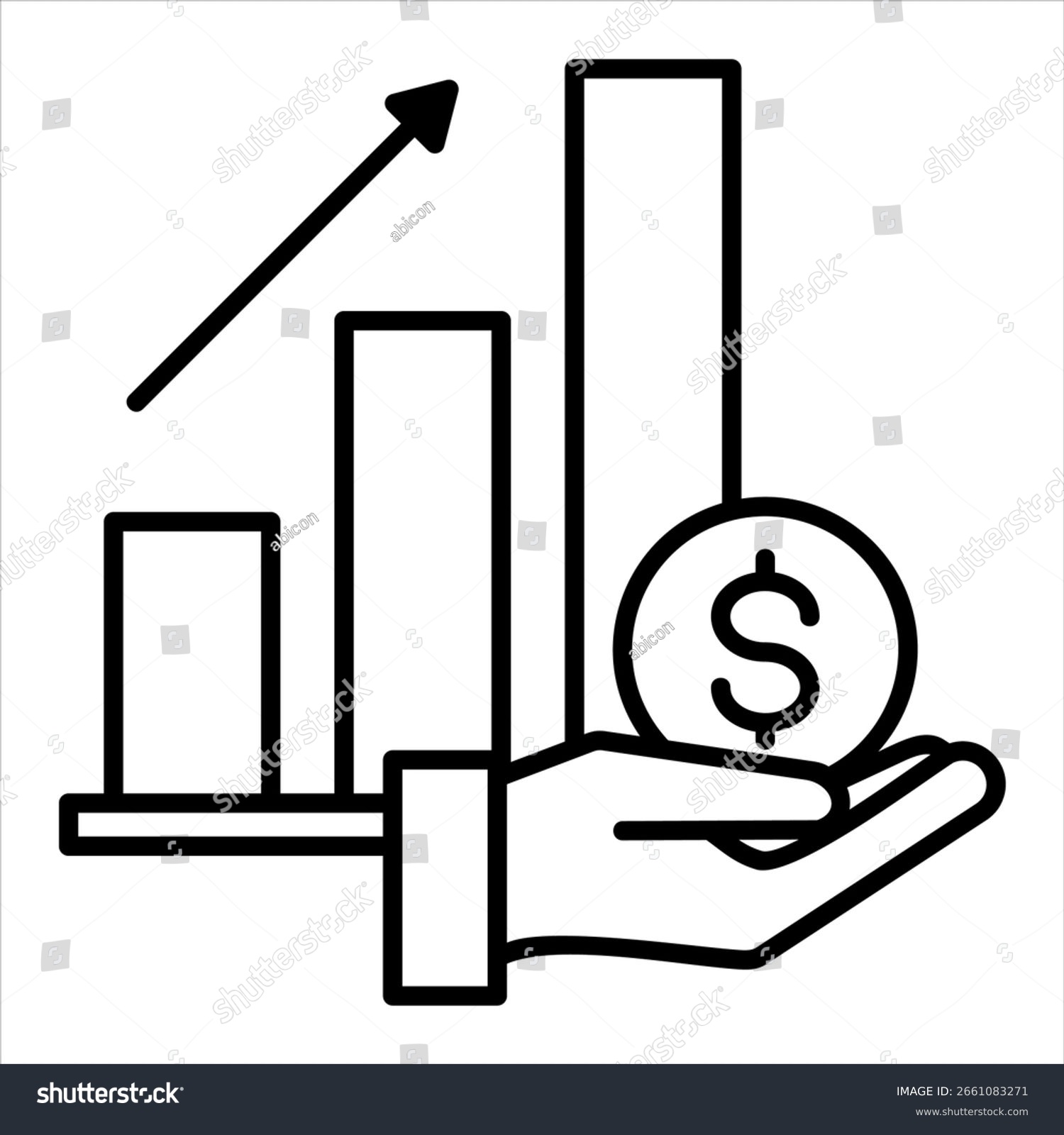 financial growth chart with hand holding coin clip art preview