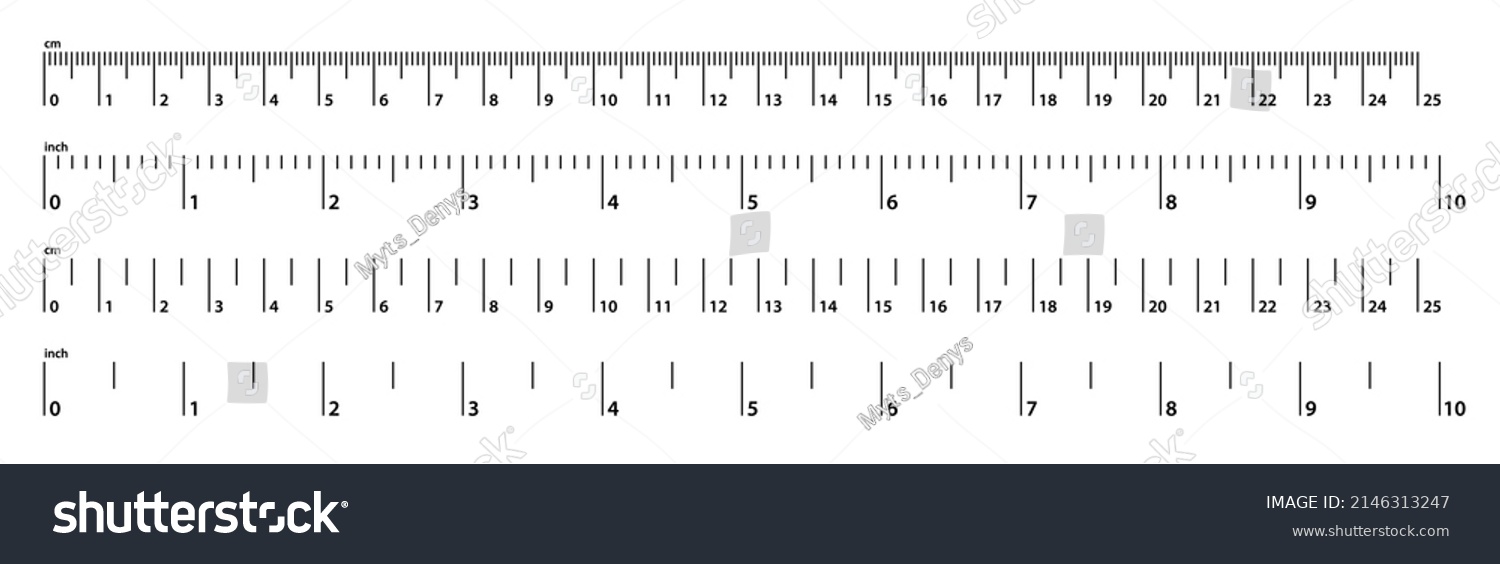 Inch Metric Rulers Set 10 Inches Stock Vector (Royalty Free) 2146313247 ...