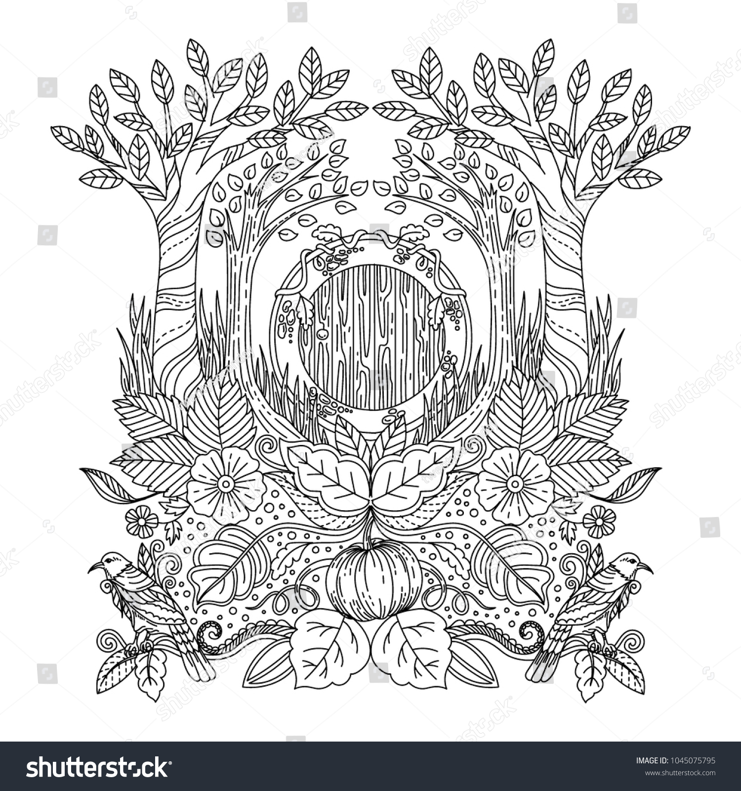 SVG of Included in this pack is adult color illustration of hobitton house at the forest. svg