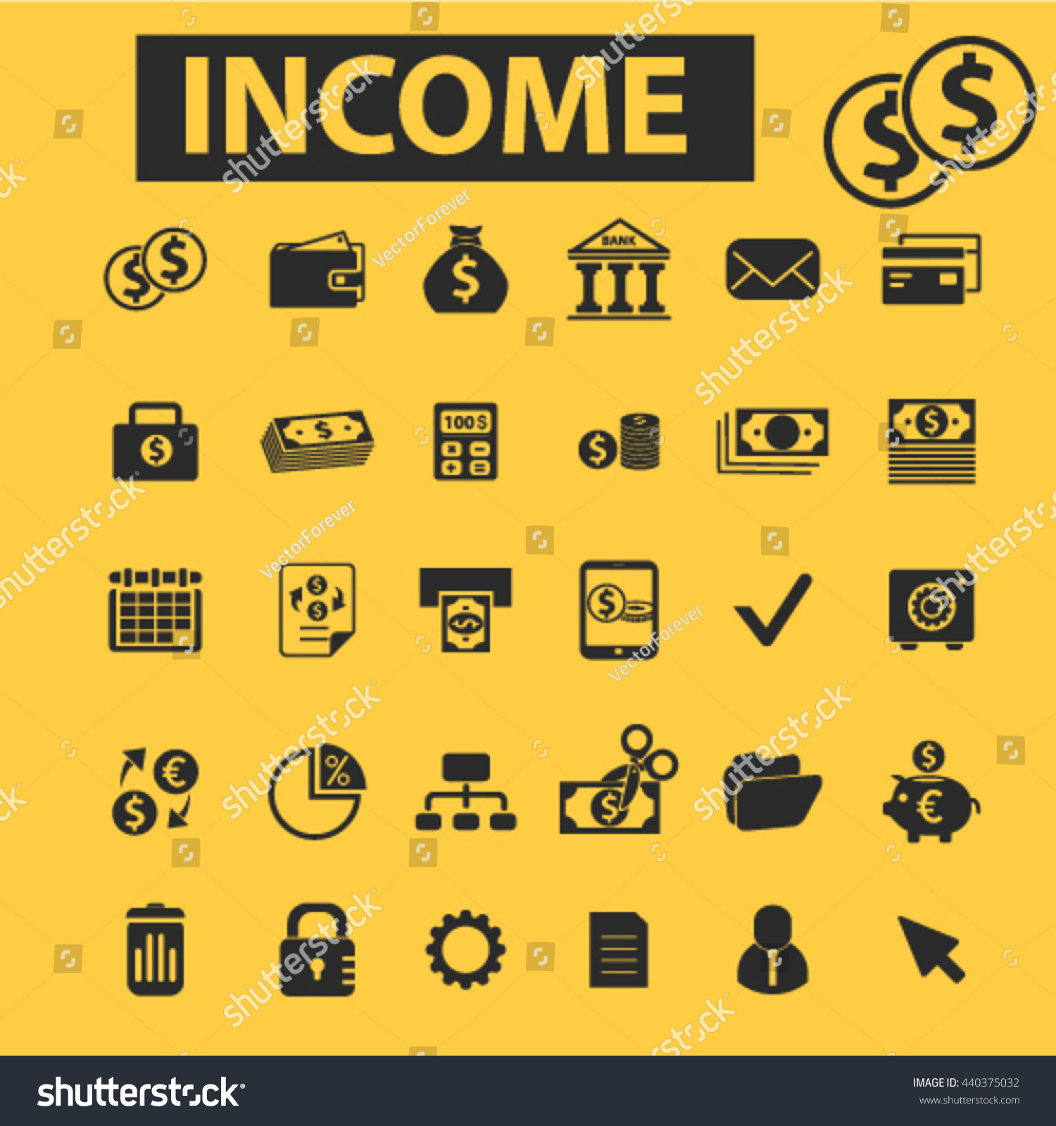Income Icons Stock Vector 440375032 - Shutterstock