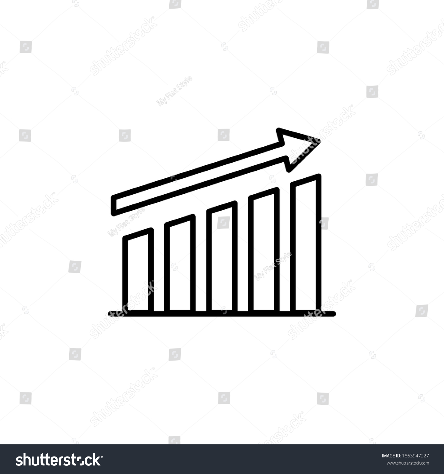 Increase Chart Icon Vector Outline Design Stock Vector (Royalty Free ...