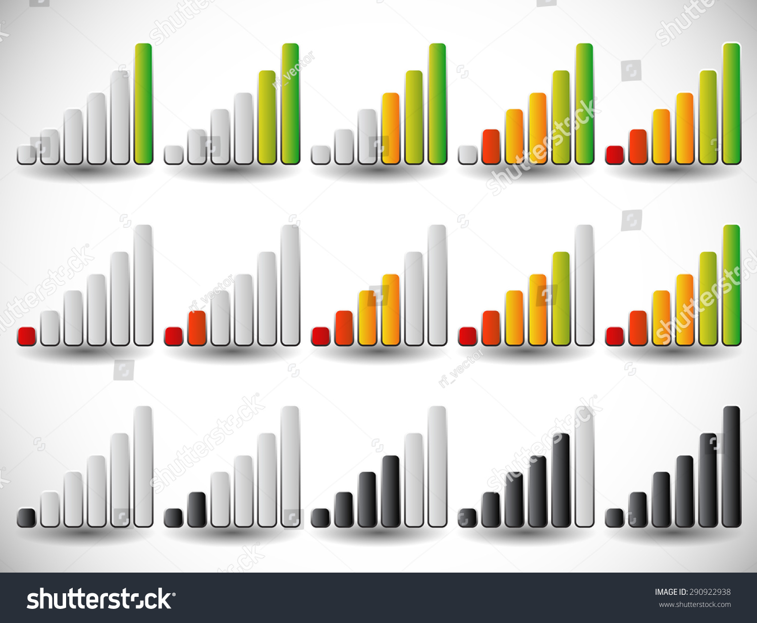 Increasing Bars Level Progress Indicators Signal Stock Vector (Royalty ...