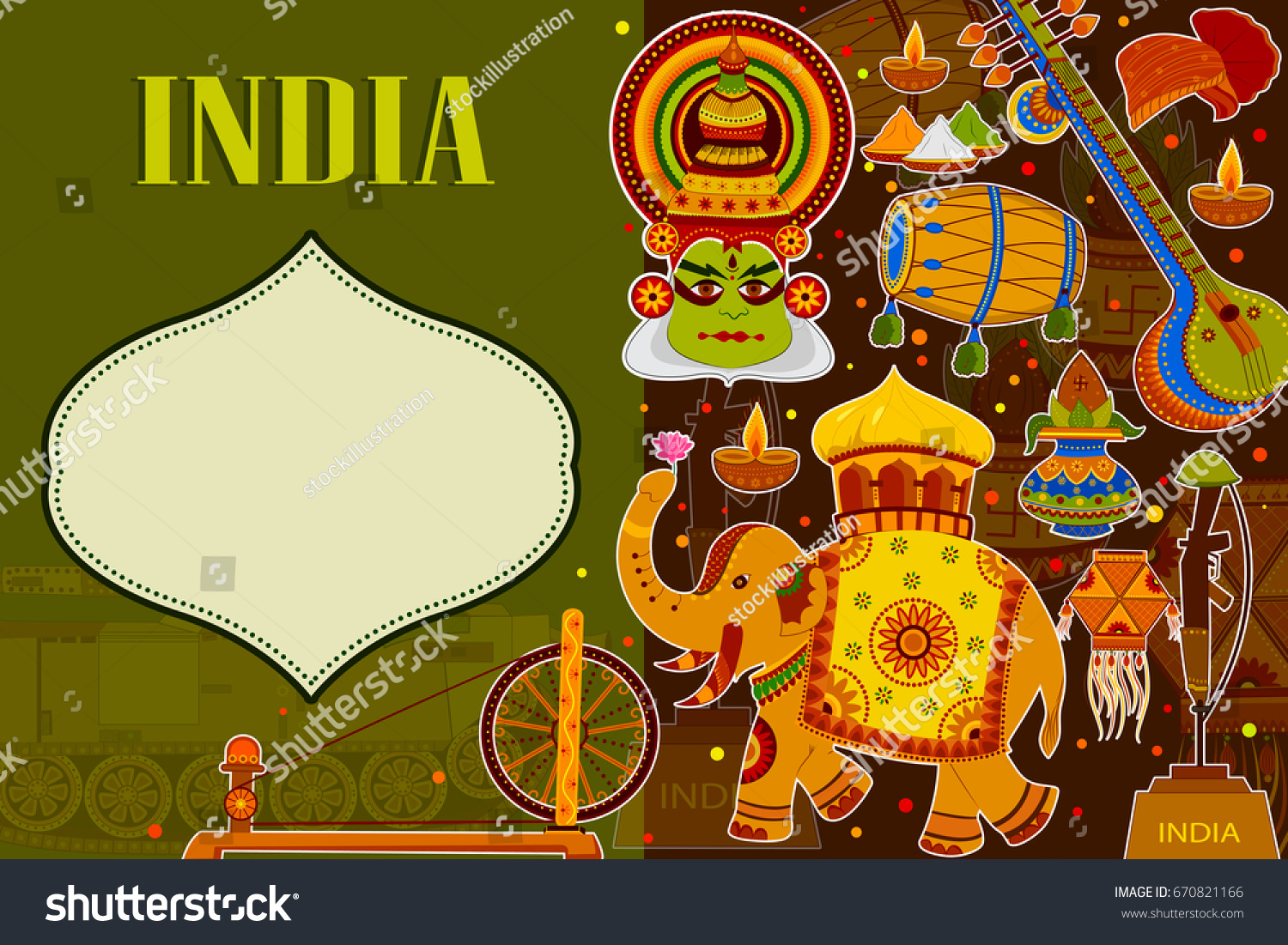 Incredible India Background Depicting Indian Colorful Stock Vector ...