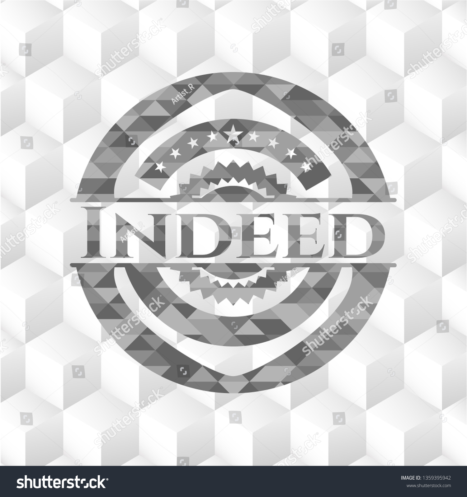 Indeed Grey Emblem Geometric Cube White Stock Vector Royalty Free
