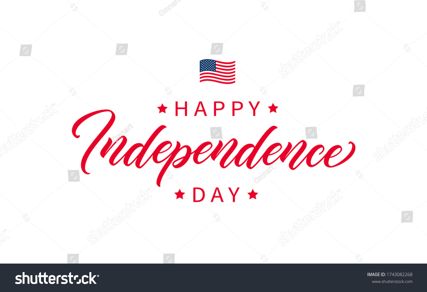 Independence Day Handwritten Lettering Modern Calligraphic Stock Vector ...