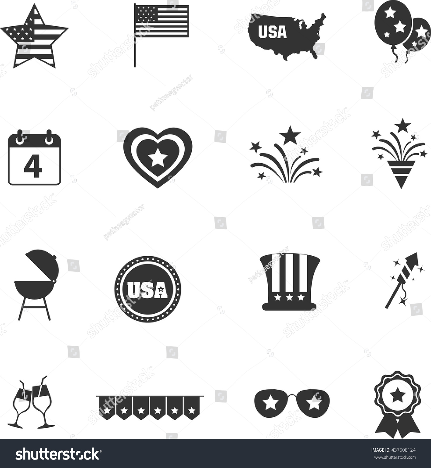 4th July Icons Images, Stock Photos & Vectors 