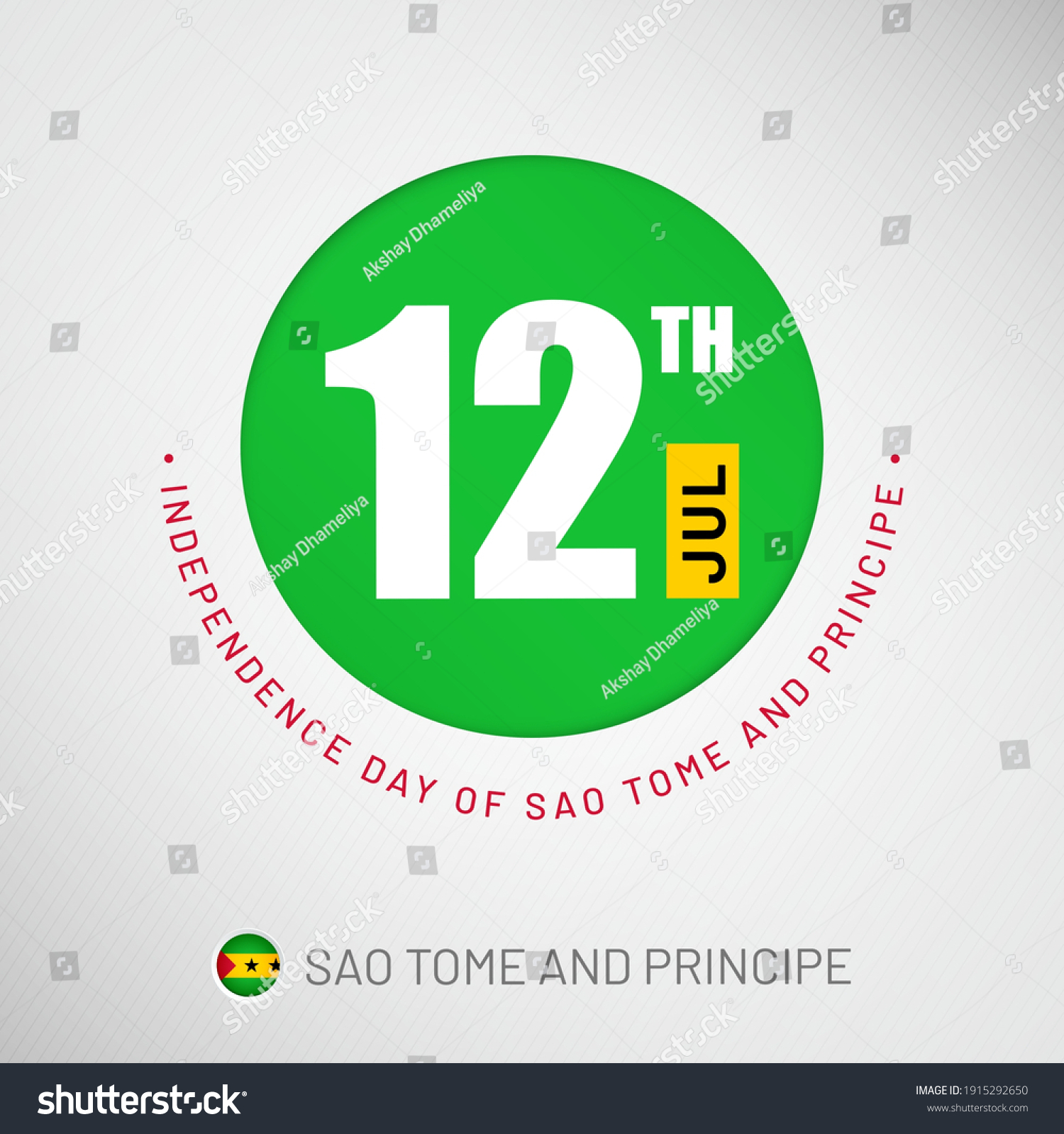 SVG of Independence day in Sao Tome and Principe celebration on 12th July, Artistic typographic background for social media website promotion svg