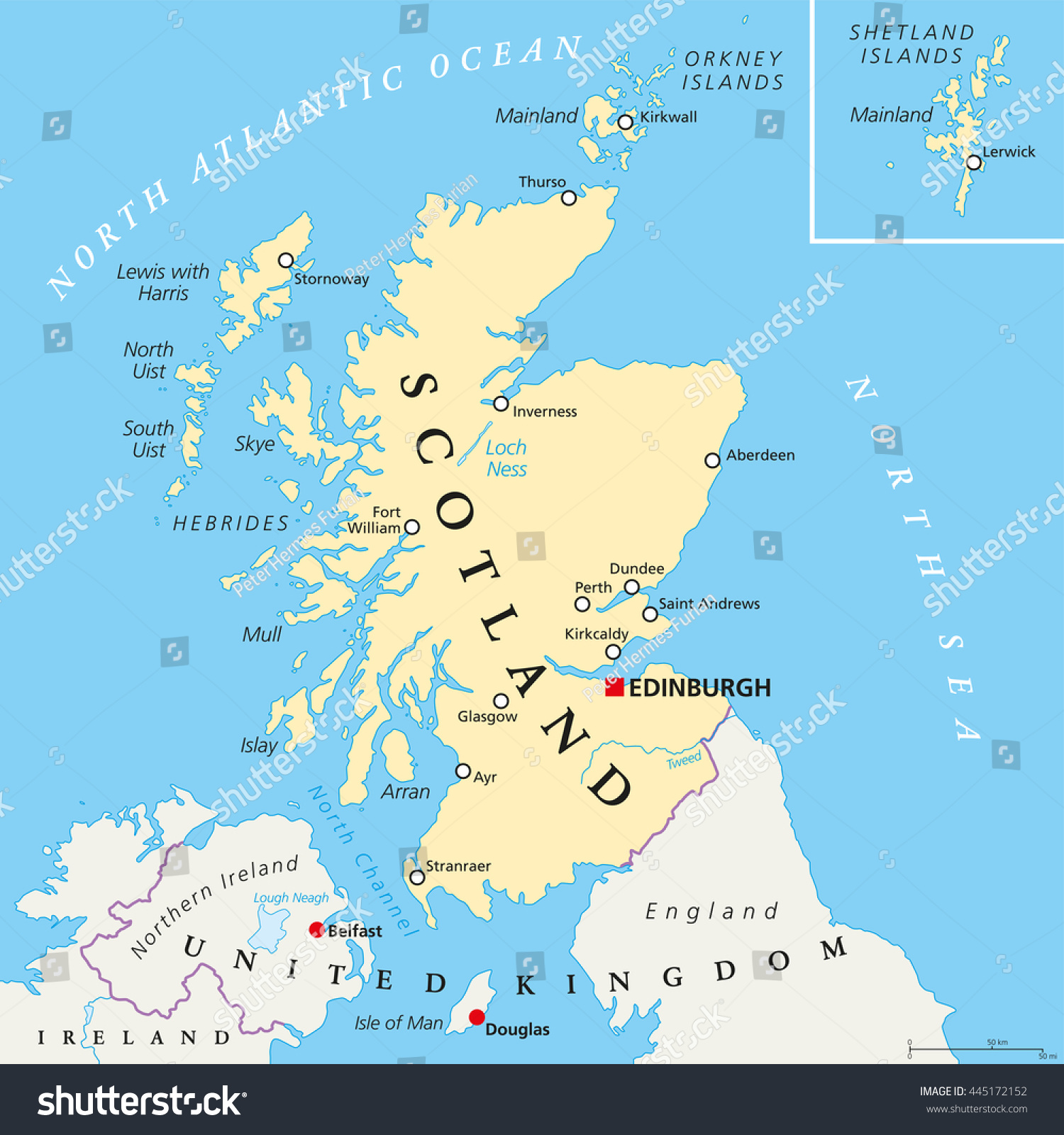 Independent Scotland Political Map Capital Edinburgh Stock Vector ...