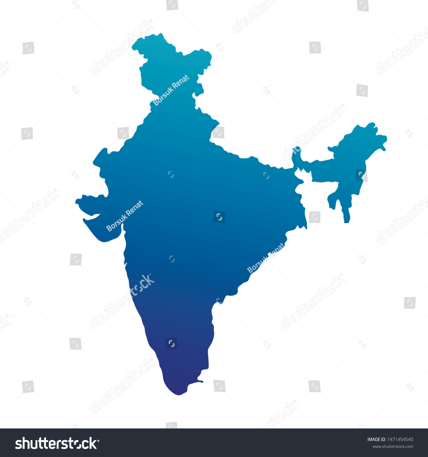 India Colorful Vector Map Silhouette Stock Vector (Royalty Free ...