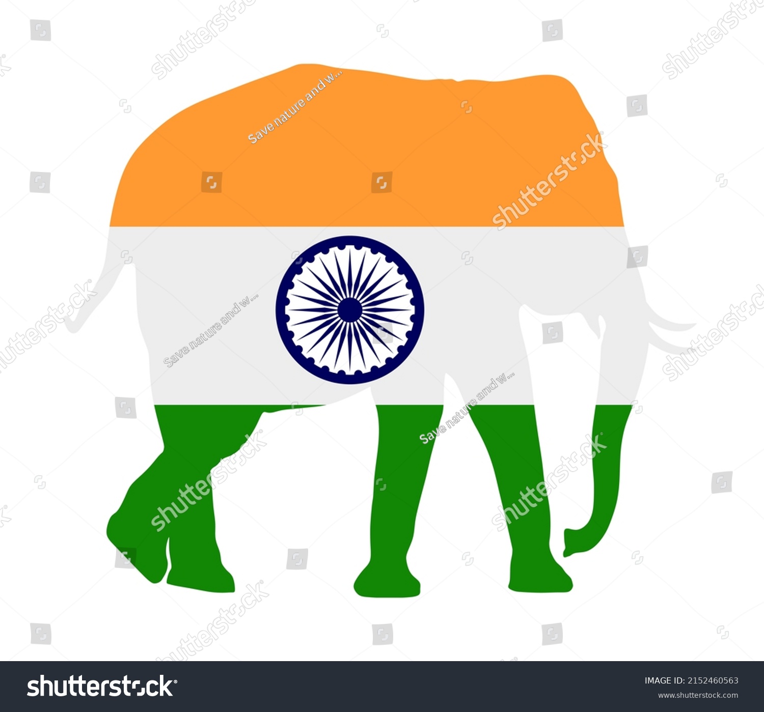 India Flag Elephant Vector Silhouette Illustration Stock Vector ...