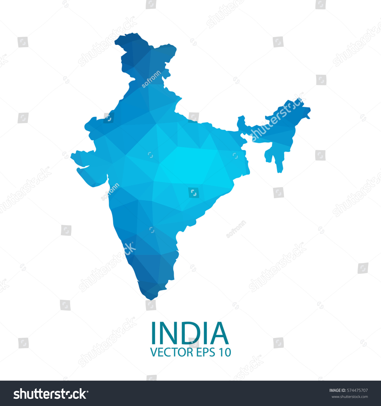 India Map Blue Geometric Rumpled Triangular Stock Vector (Royalty Free ...