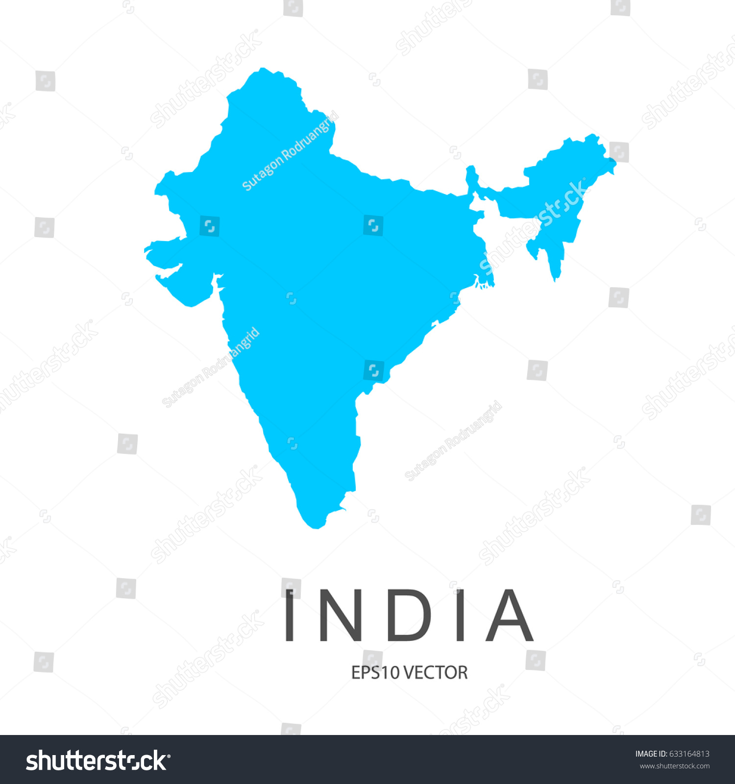 India Map Color Blue Vector Stock Vector (Royalty Free) 633164813 ...