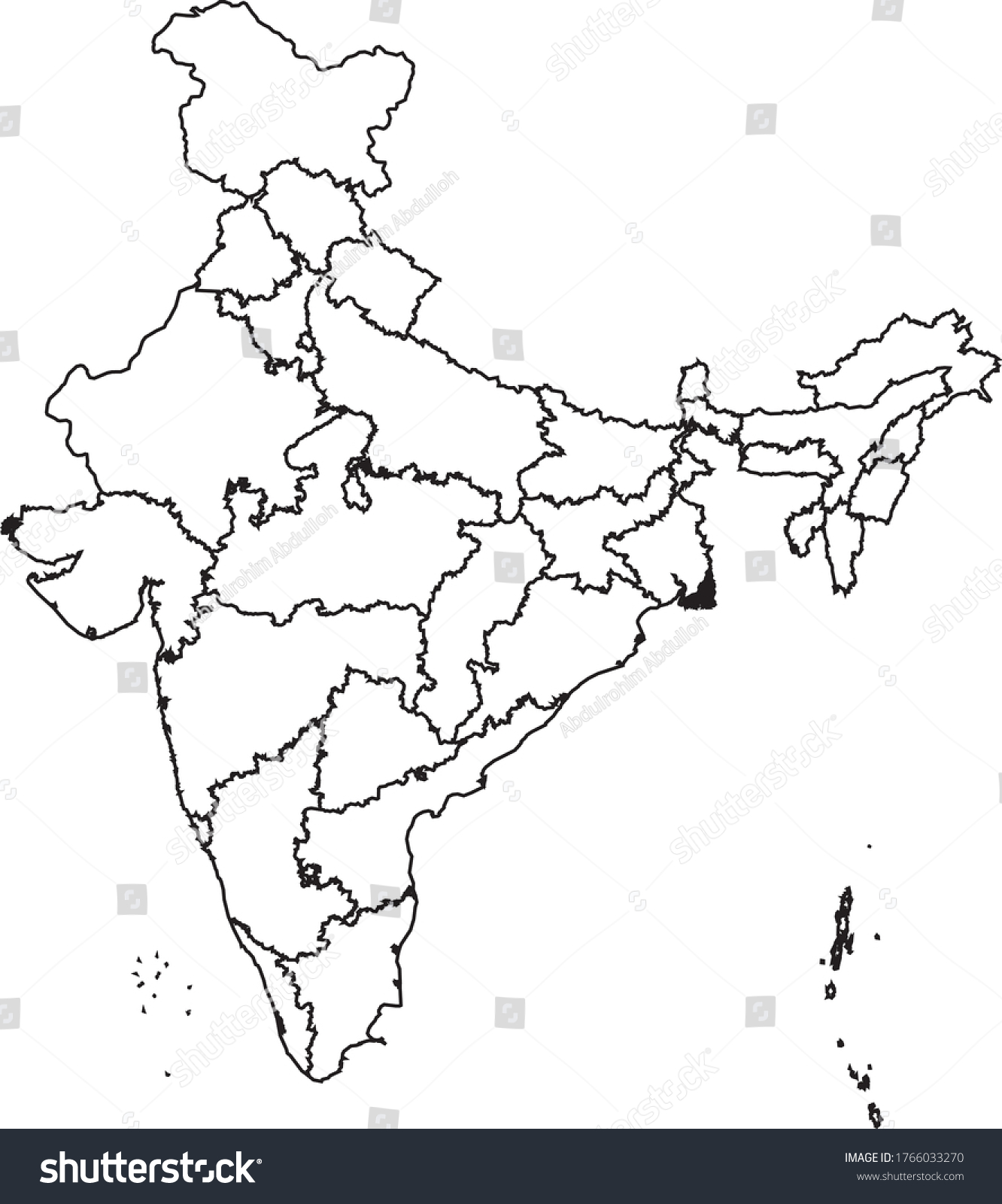 Indian Map Black And White India Map White Color Black Border Stock Vector (Royalty Free) 1766033270 |  Shutterstock