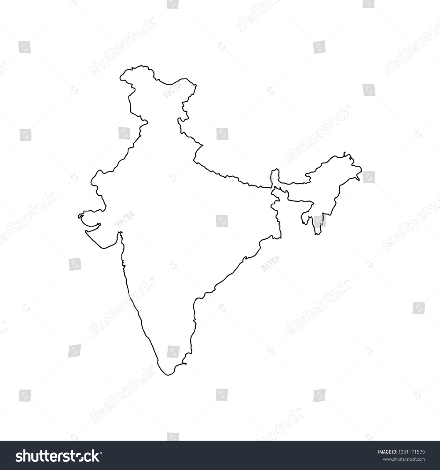 India Map Black Contour Curves Vector Stock Vector Royalty Free Shutterstock