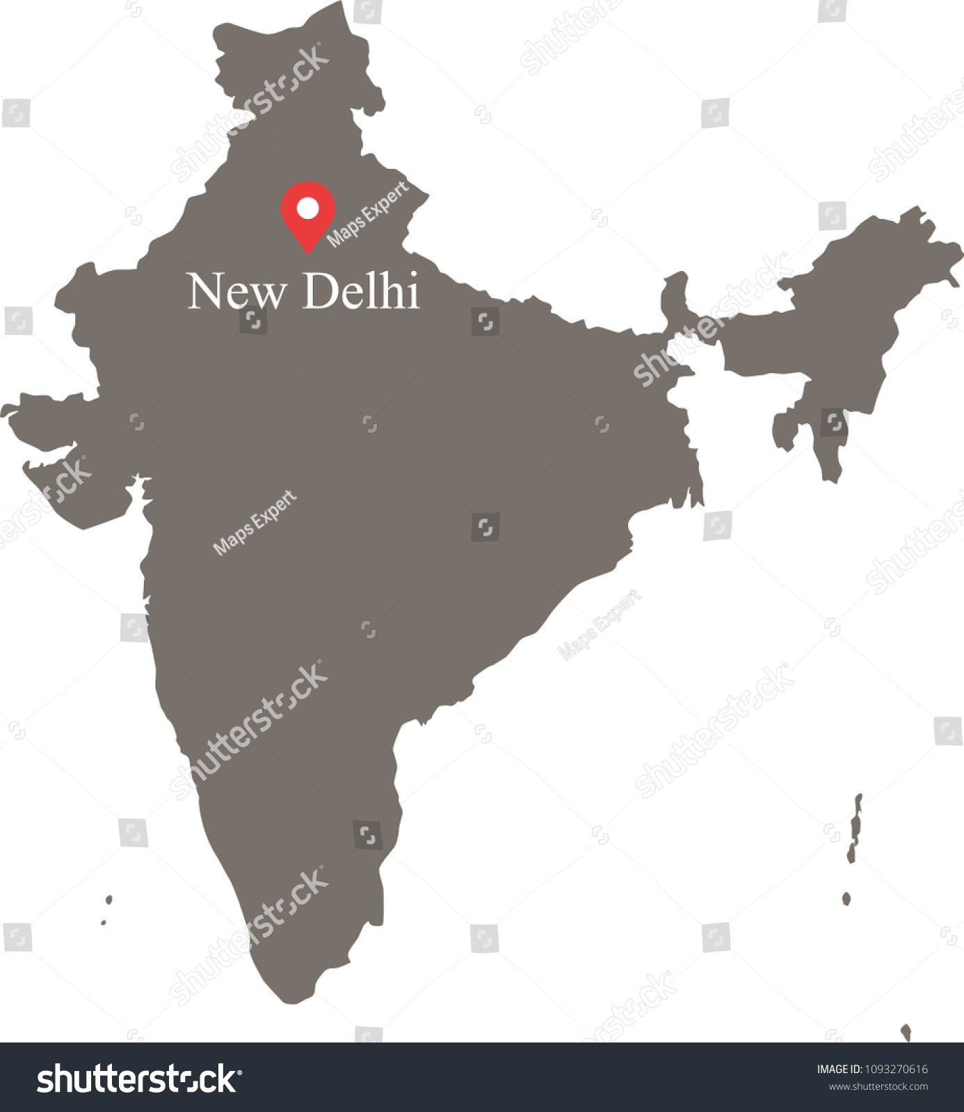 New Delhi On India Map India Map Vector Outline Illustration Capital Stock Vector (Royalty Free)  1093270616 | Shutterstock