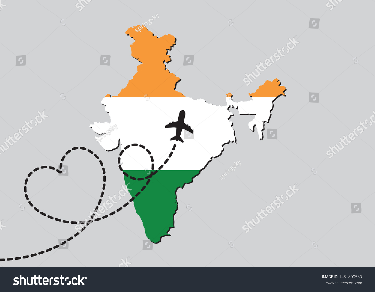 Plane Map Of India India Map Plane Flying On Heart Stock Vector (Royalty Free) 1451800580 |  Shutterstock