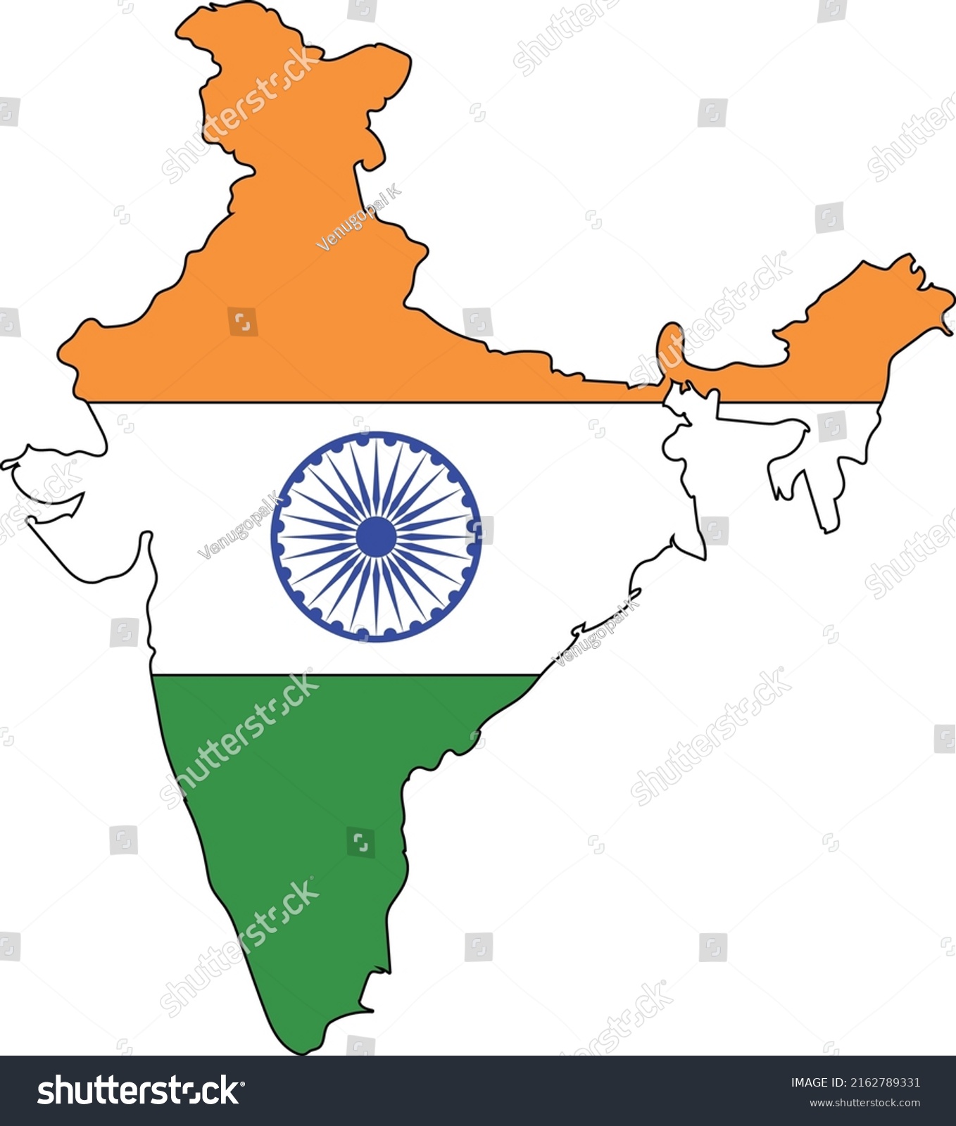 India Map Try Colour Flag Stock Vector (Royalty Free) 2162789331 ...