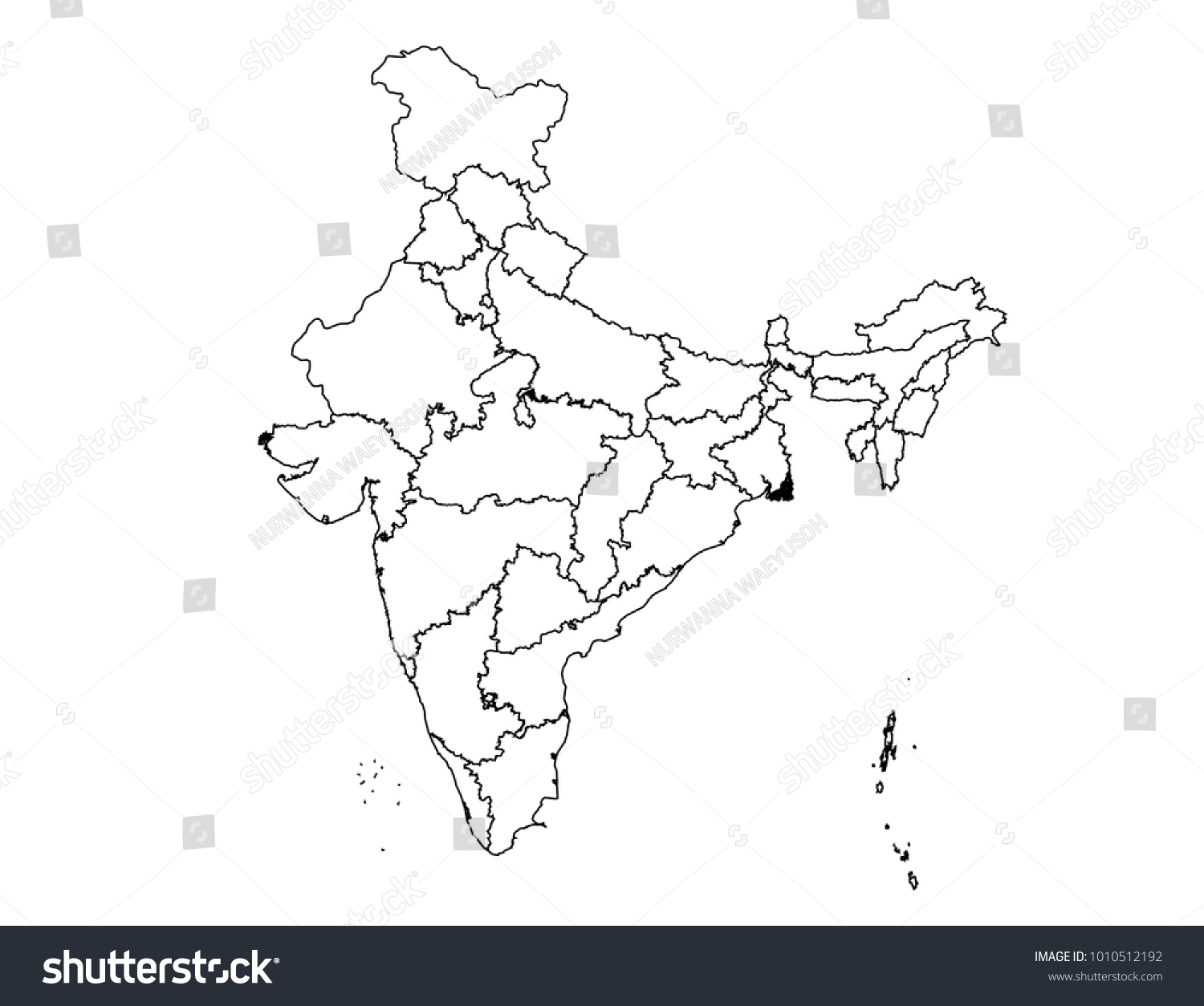 India Map Simple Outline 0960