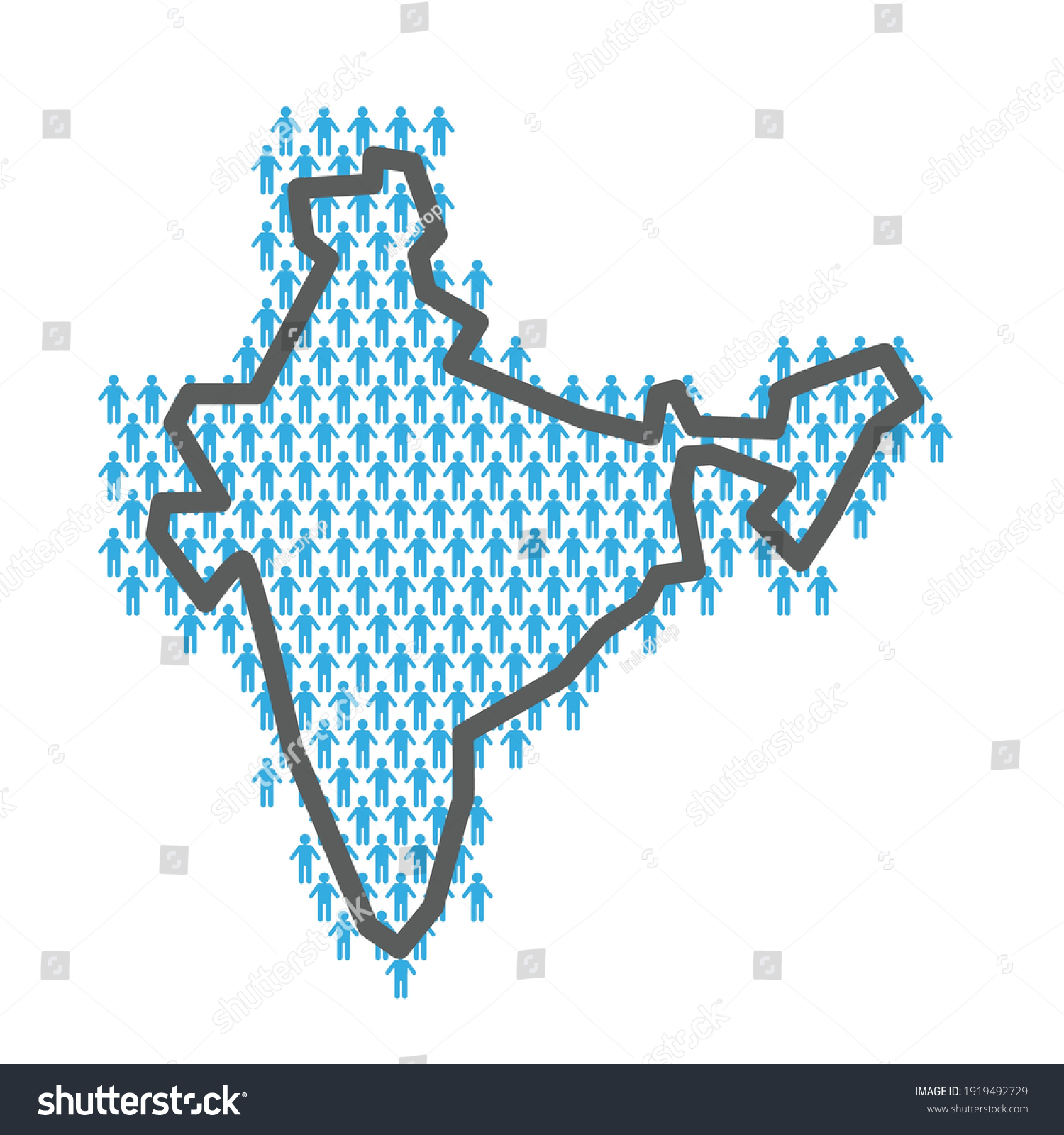 India Population Map Country Outline Made Stock Vector (Royalty Free ...