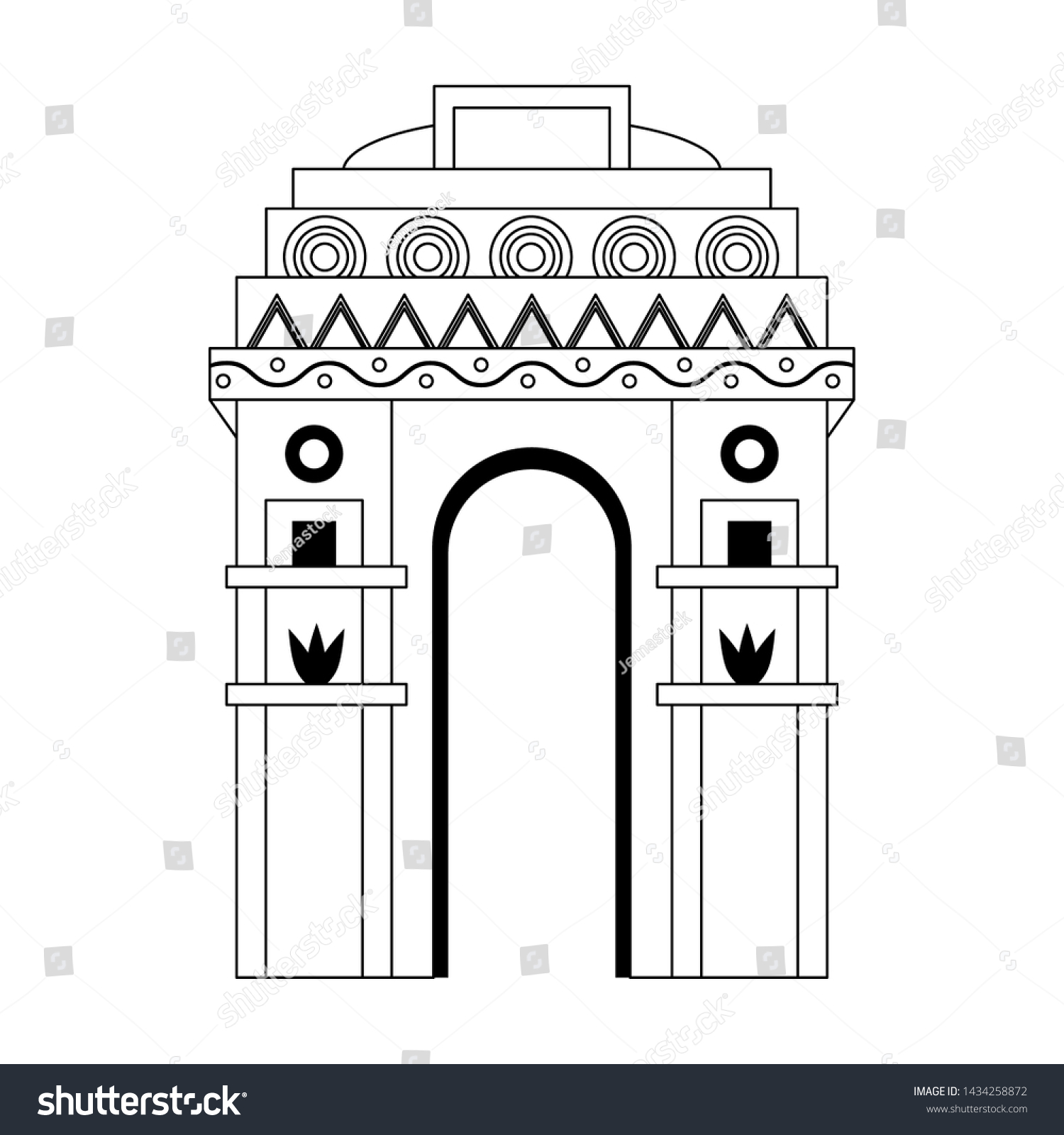 Indian Building Monuments Gateway India Icon Stock Vector (Royalty Free ...