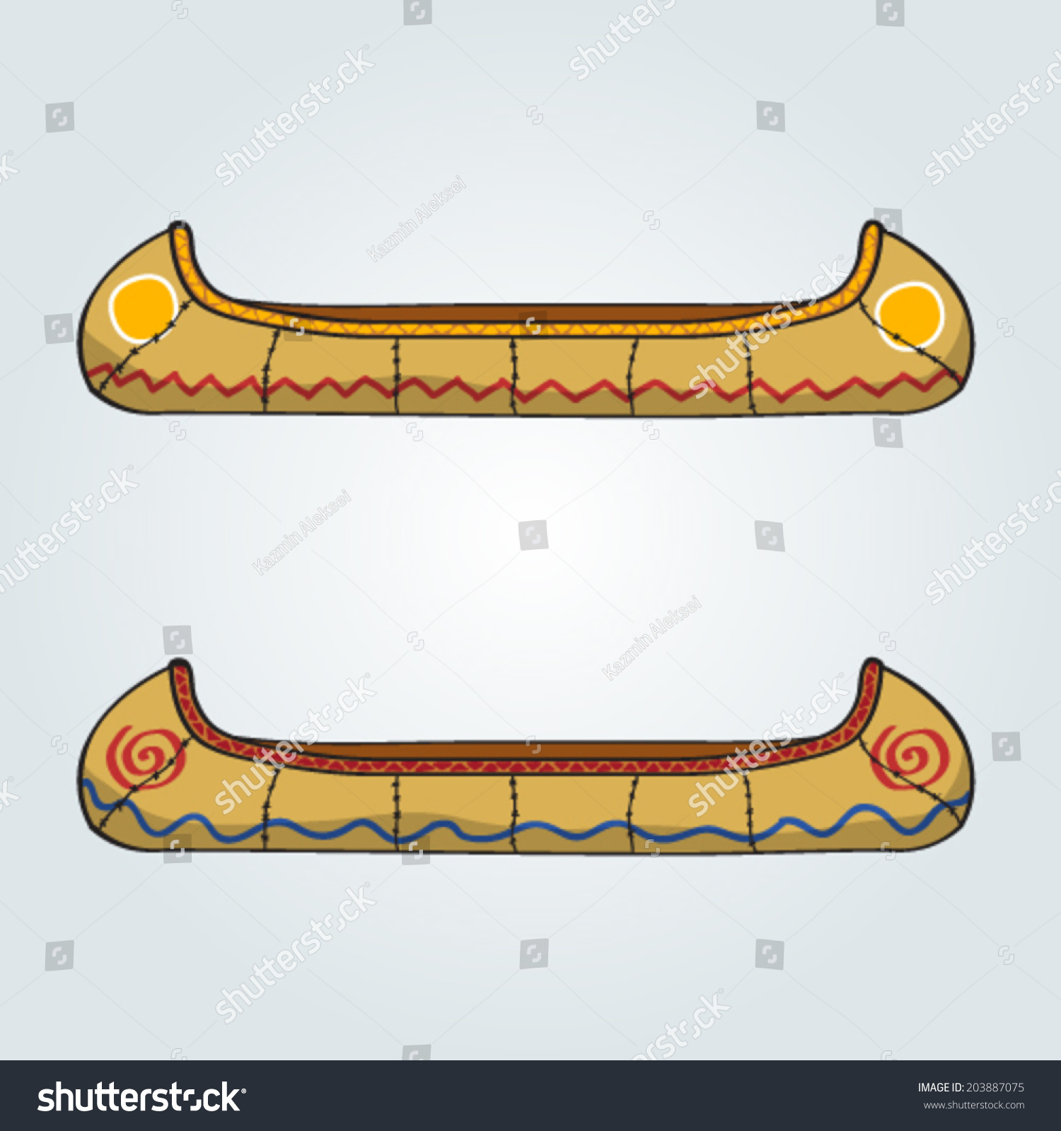 Indian Canoe Stock Vector (Royalty Free) 203887075 - Shutterstock