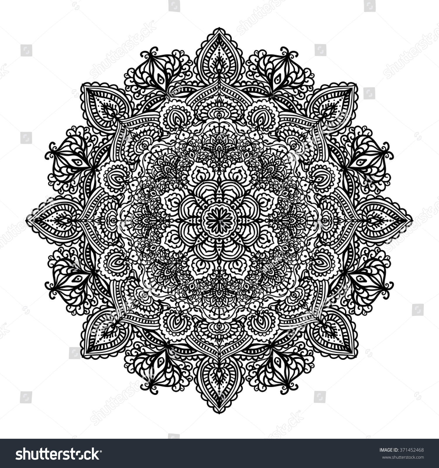 Indian Circular Pattern Mandala Coloring Book Stock Vector (Royalty ...