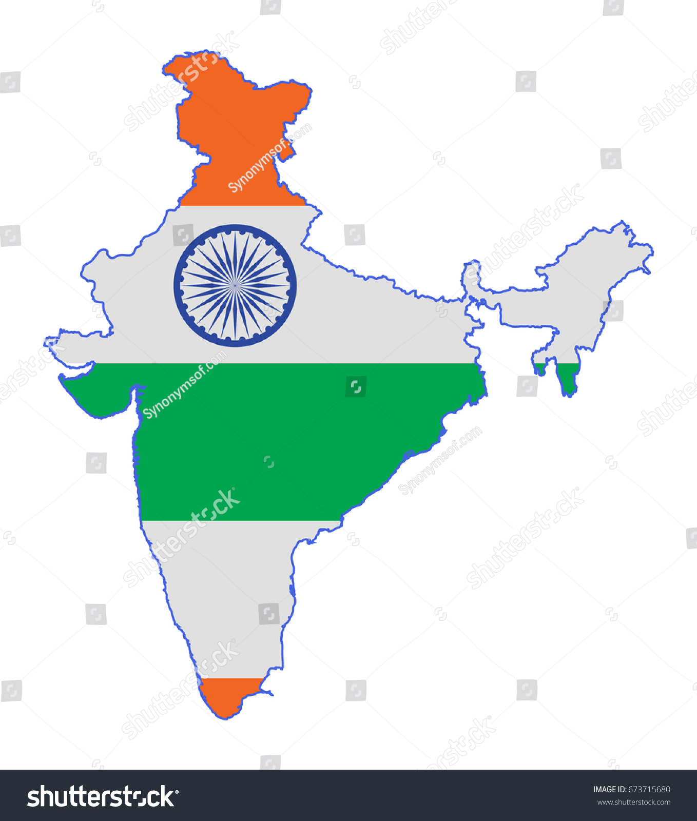 Indian Country Map Flag Stock Vector Royalty Free 673715680